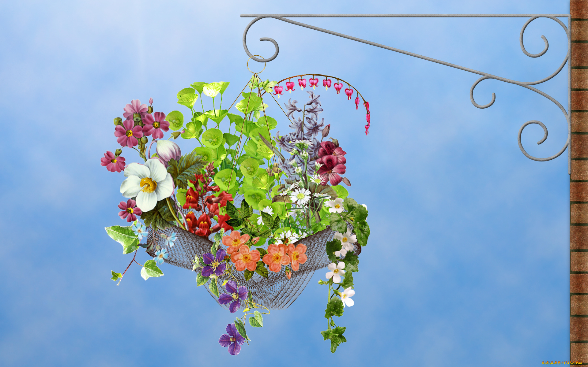 3д, графика, flowers, цветы, фон, узор, цвета