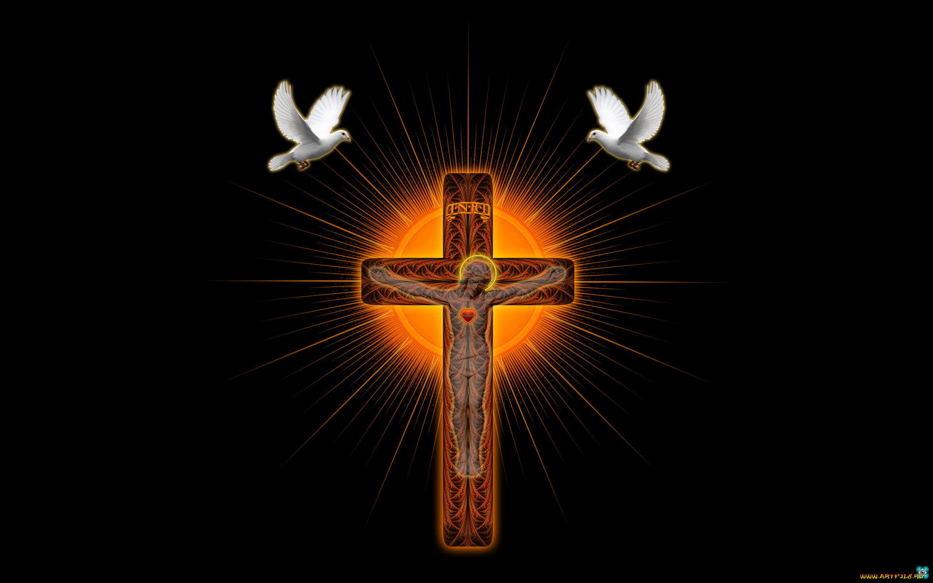 3д, графика, religion, религия, 3d, голуби, святыня, art, крест