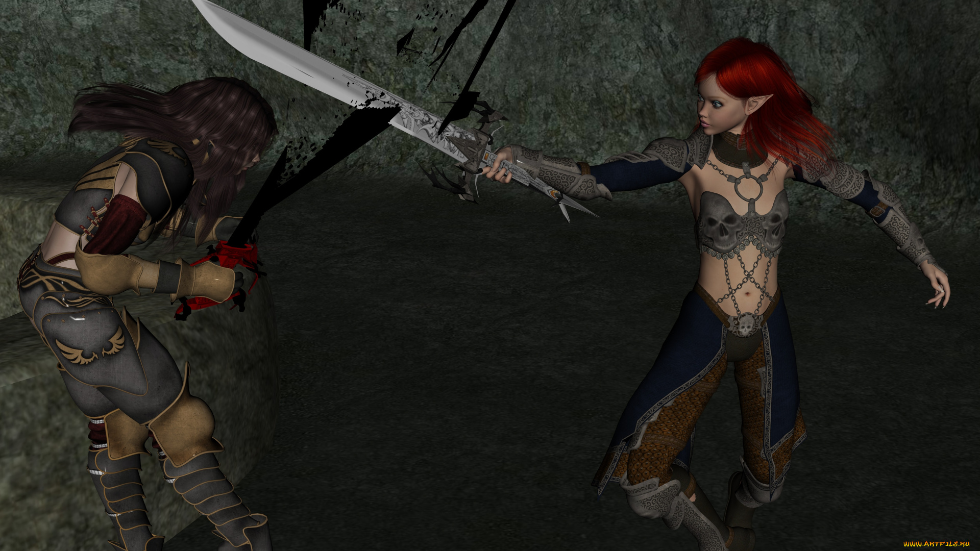 3д, графика, elves, , эльфы, меч, эльфийки