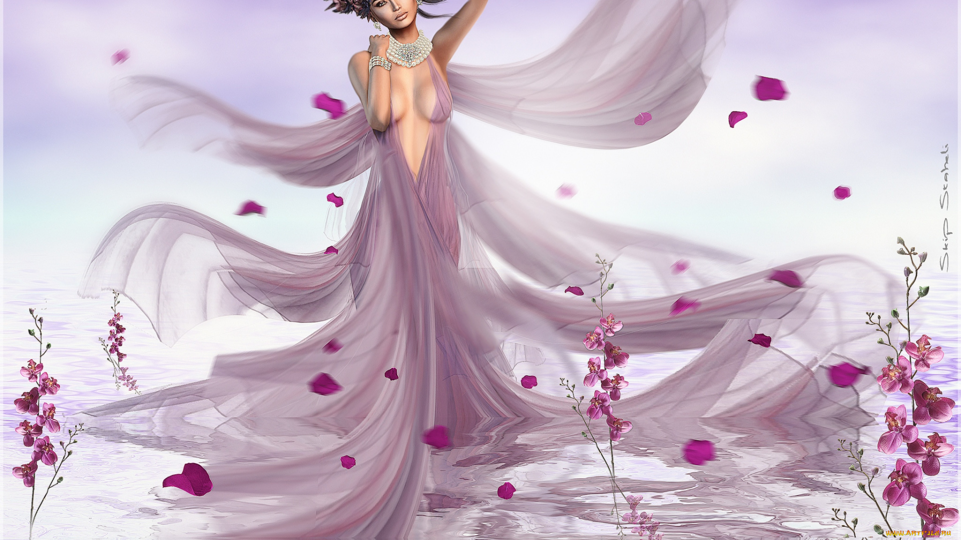 3д, графика, people, , люди, платье