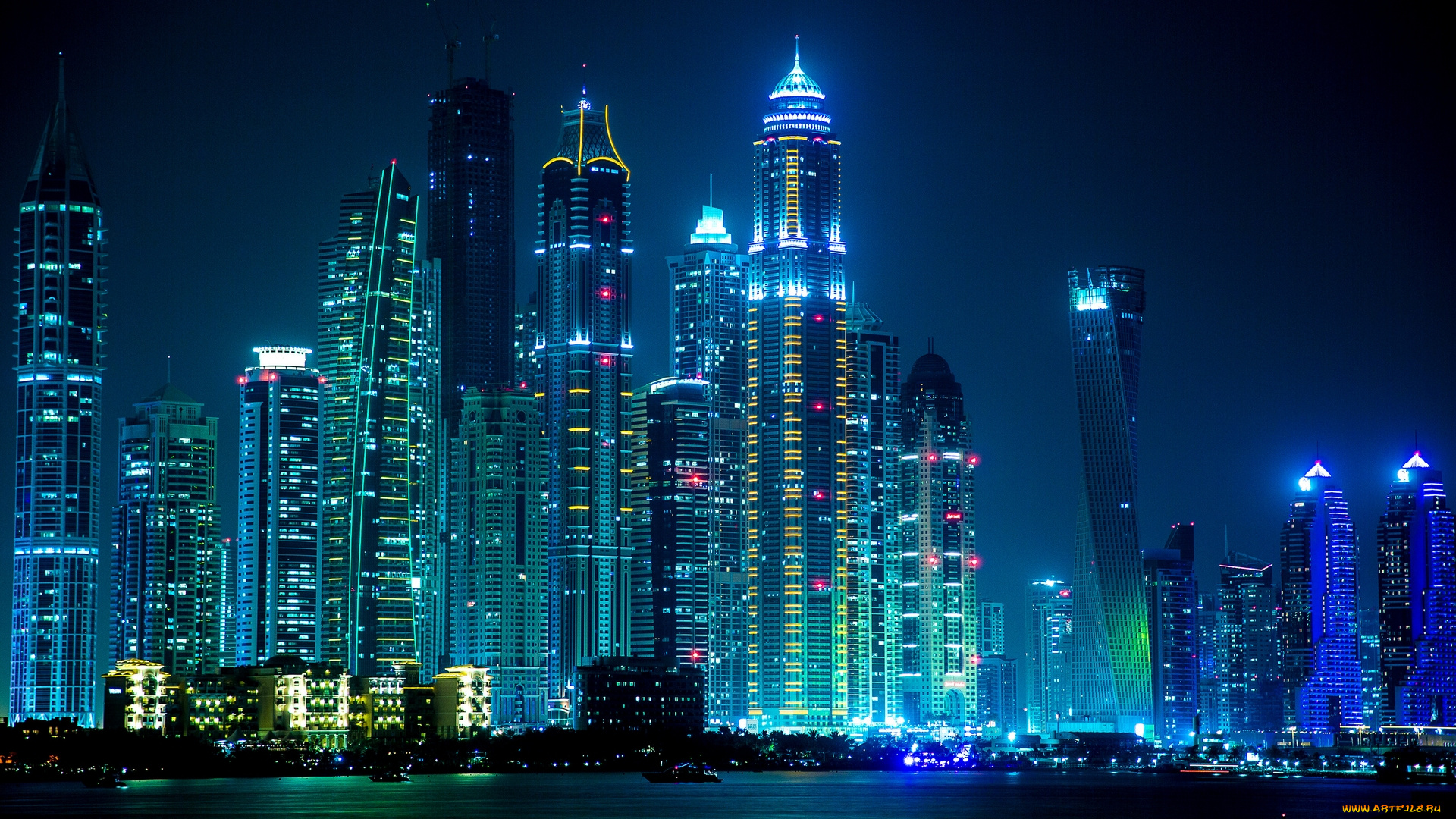 dubai, , uae, города, дубаи, , оаэ, гавань, небоскрёбы, здания, ночной, город, дубай, uae
