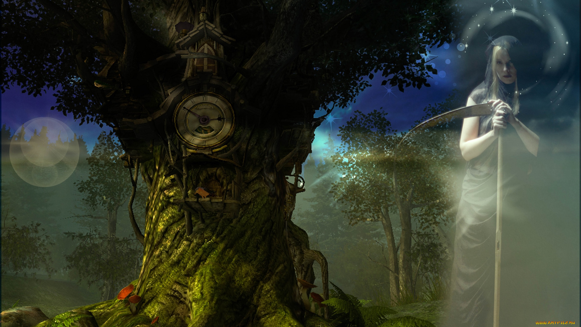 фэнтези, фотоарт, смерть, дуб