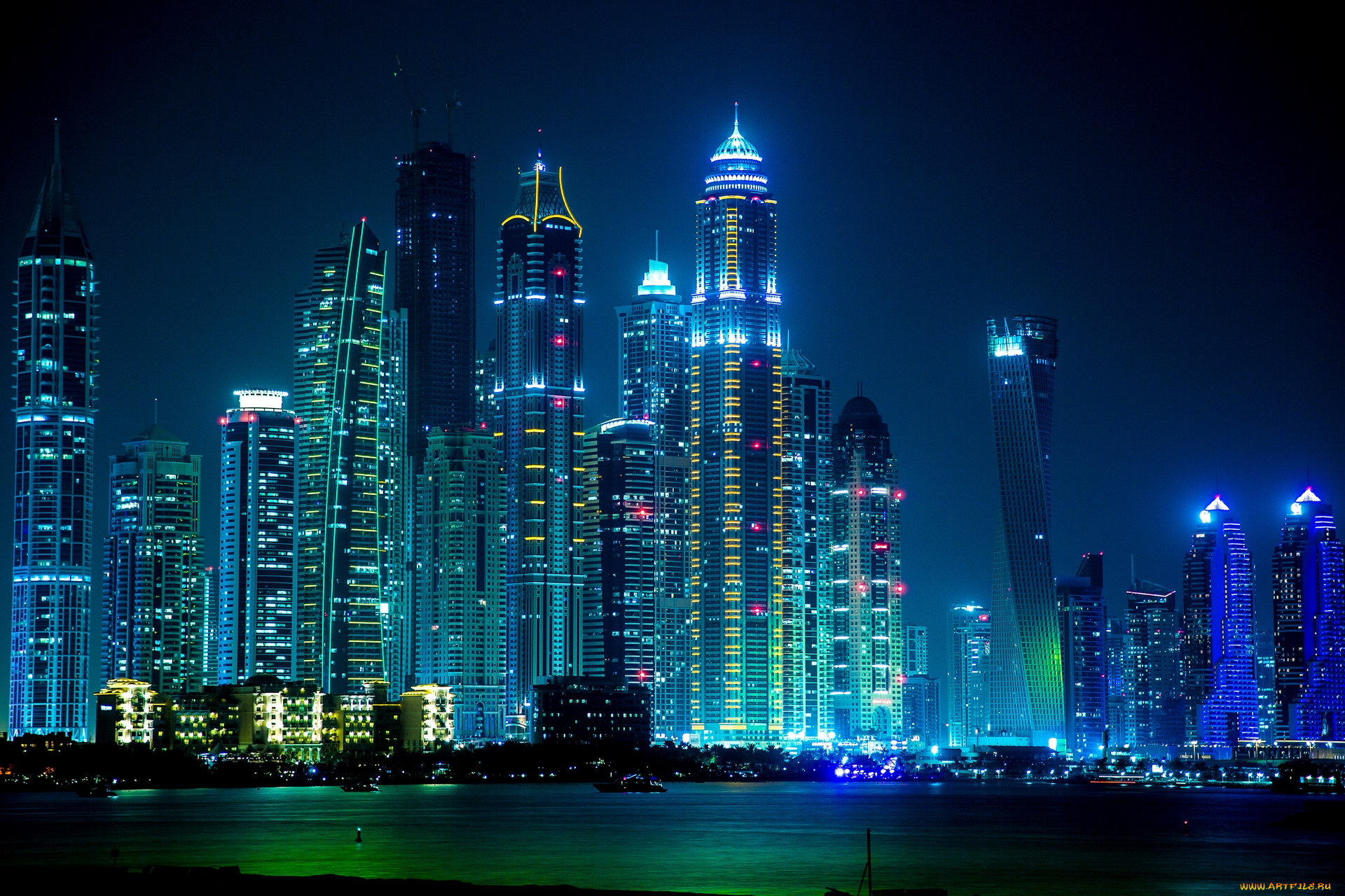 dubai, , uae, города, дубаи, , оаэ, гавань, небоскрёбы, здания, ночной, город, дубай, uae