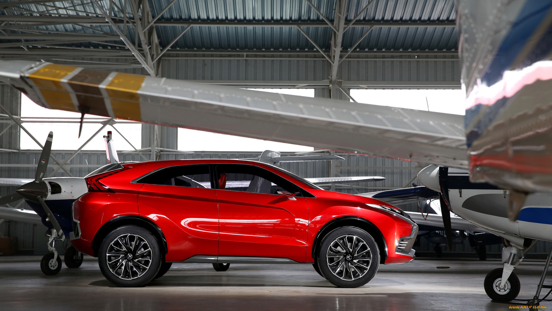 2015, mitsubishi, xr-phev, ii, автомобили, mitsubishi, сбоку, тюнинг, красный