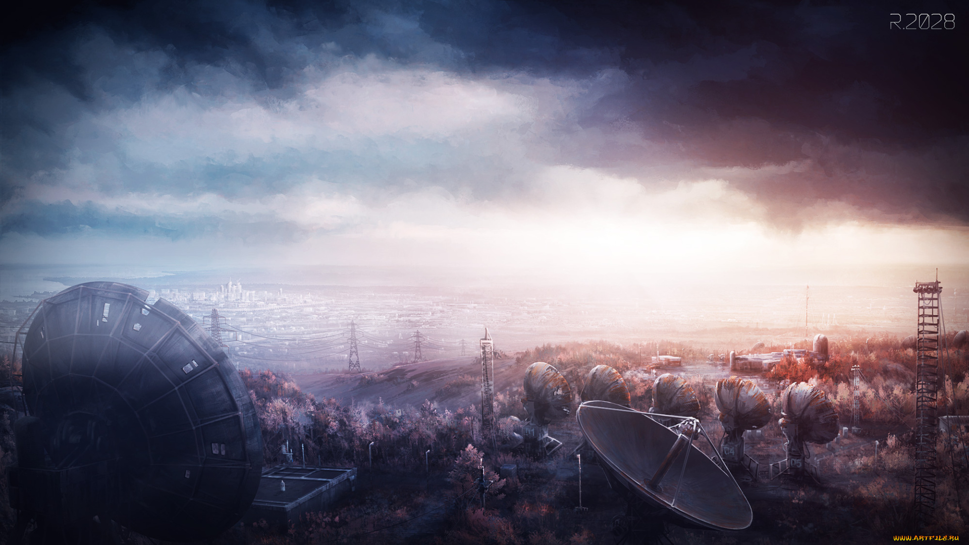 аниме, город, , улицы, , здания, yu-kun, арт, радары