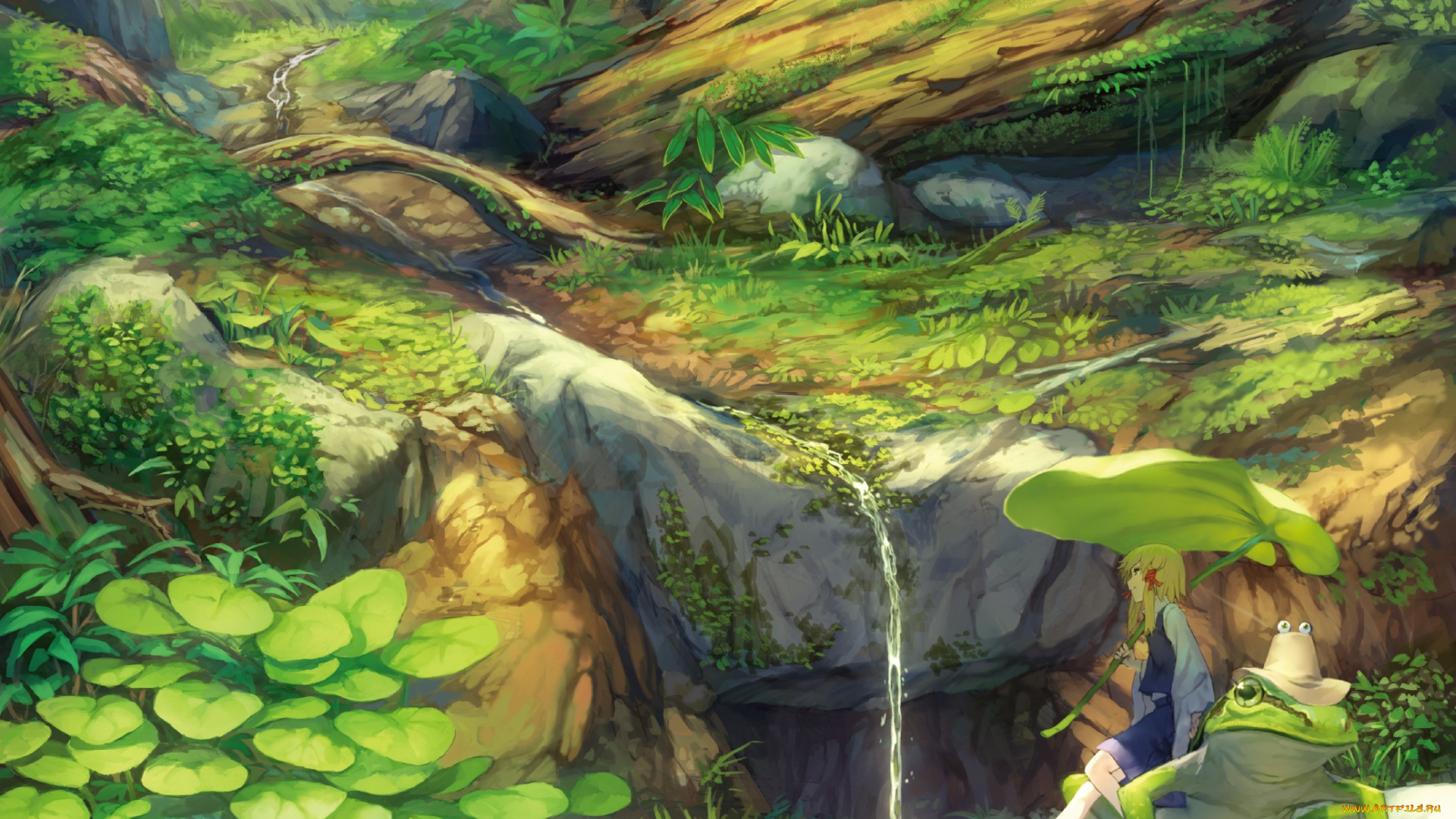 аниме, touhou, природа, шляпа, девушка, benitama, moriya, suwako, лягушка