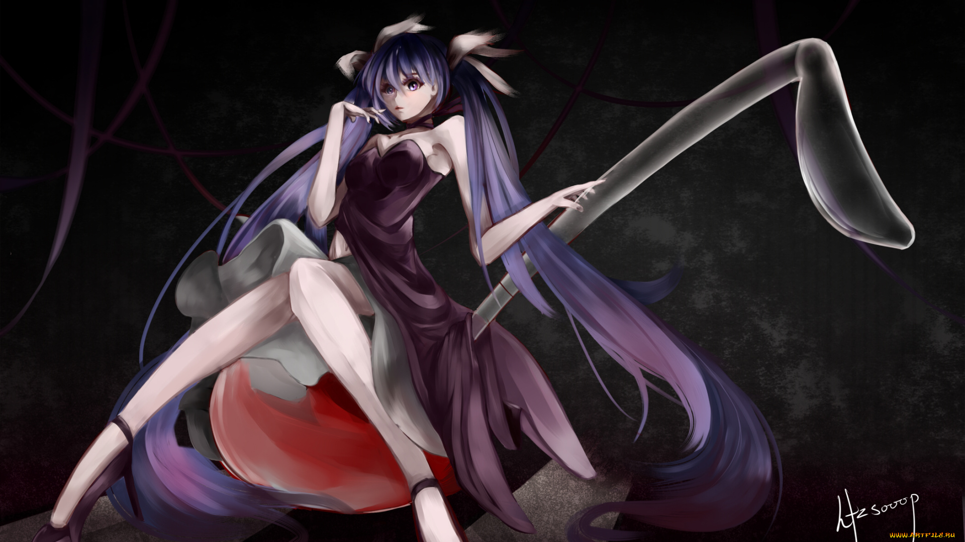 аниме, vocaloid, арт, девушка, hatsune, miku