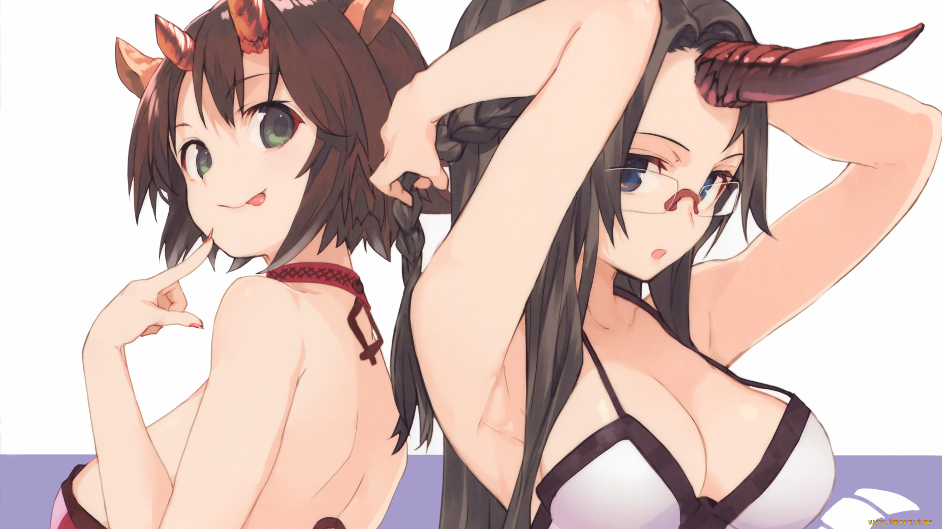 аниме, животные, , существа, shirabi, рога, арт, девушки, life-is-free