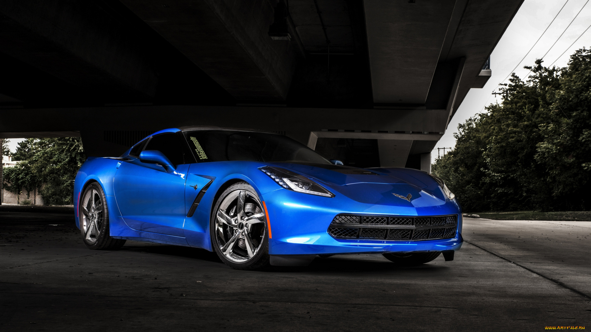 автомобили, corvette, синий