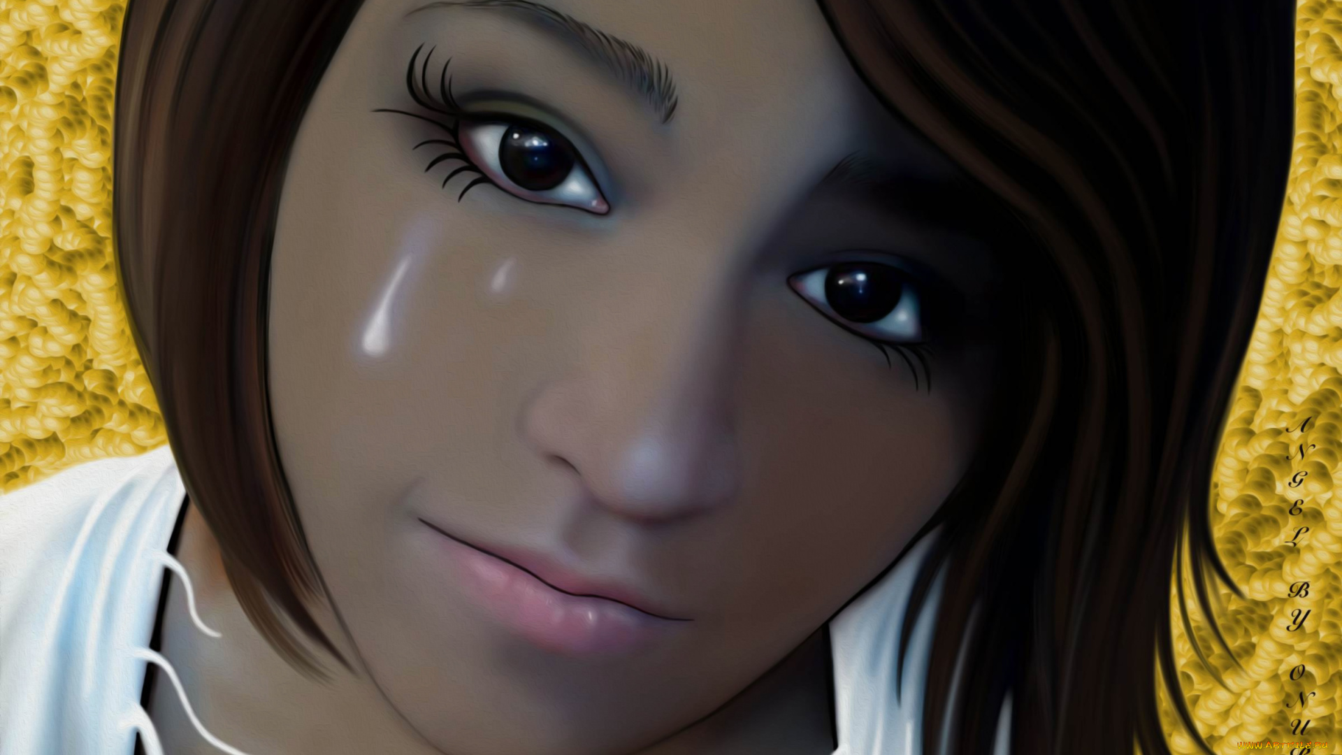 рисованное, люди, фон, девушка, взгляд