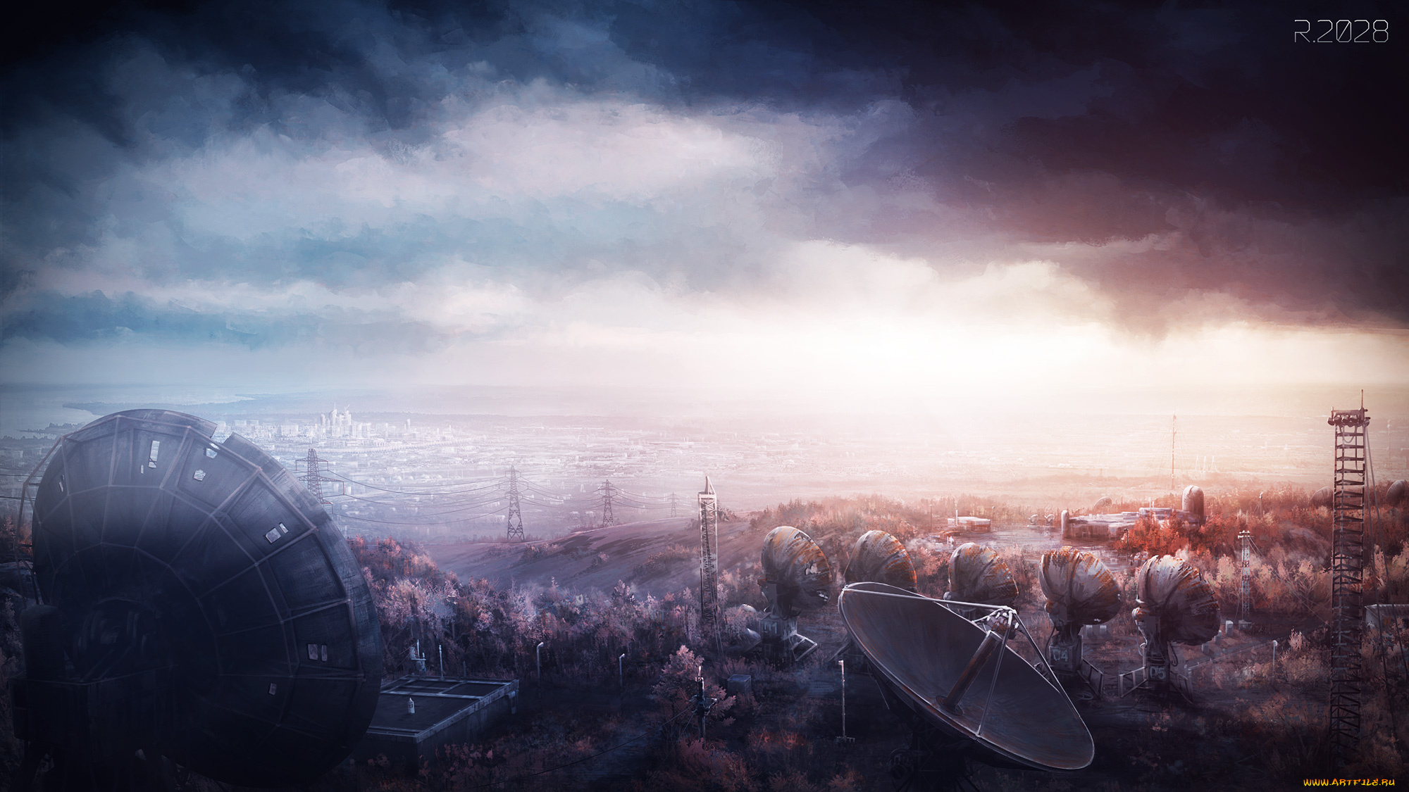 аниме, город, , улицы, , здания, yu-kun, арт, радары