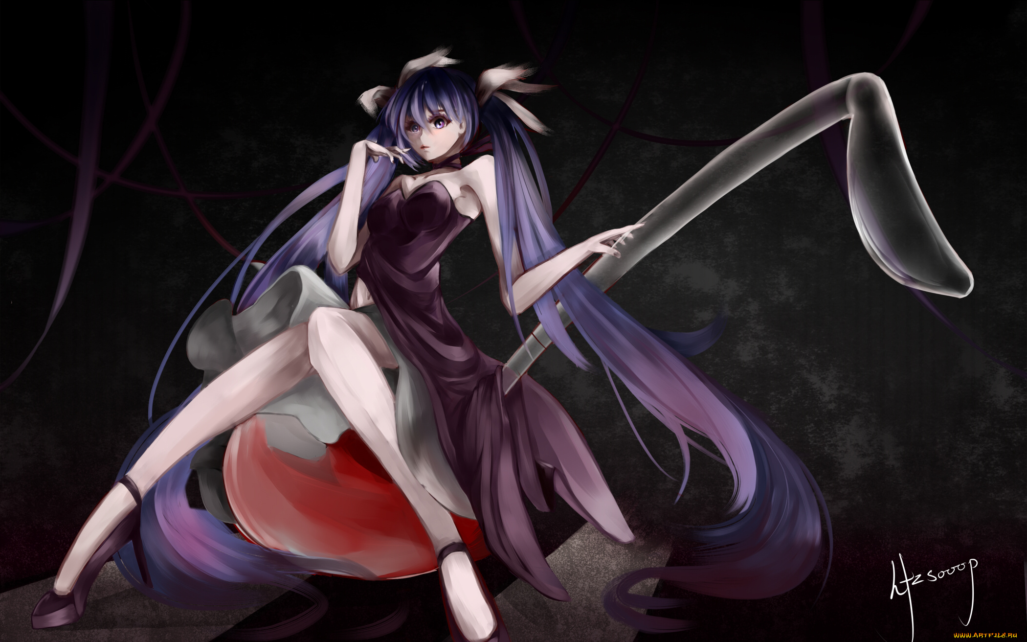 аниме, vocaloid, арт, девушка, hatsune, miku