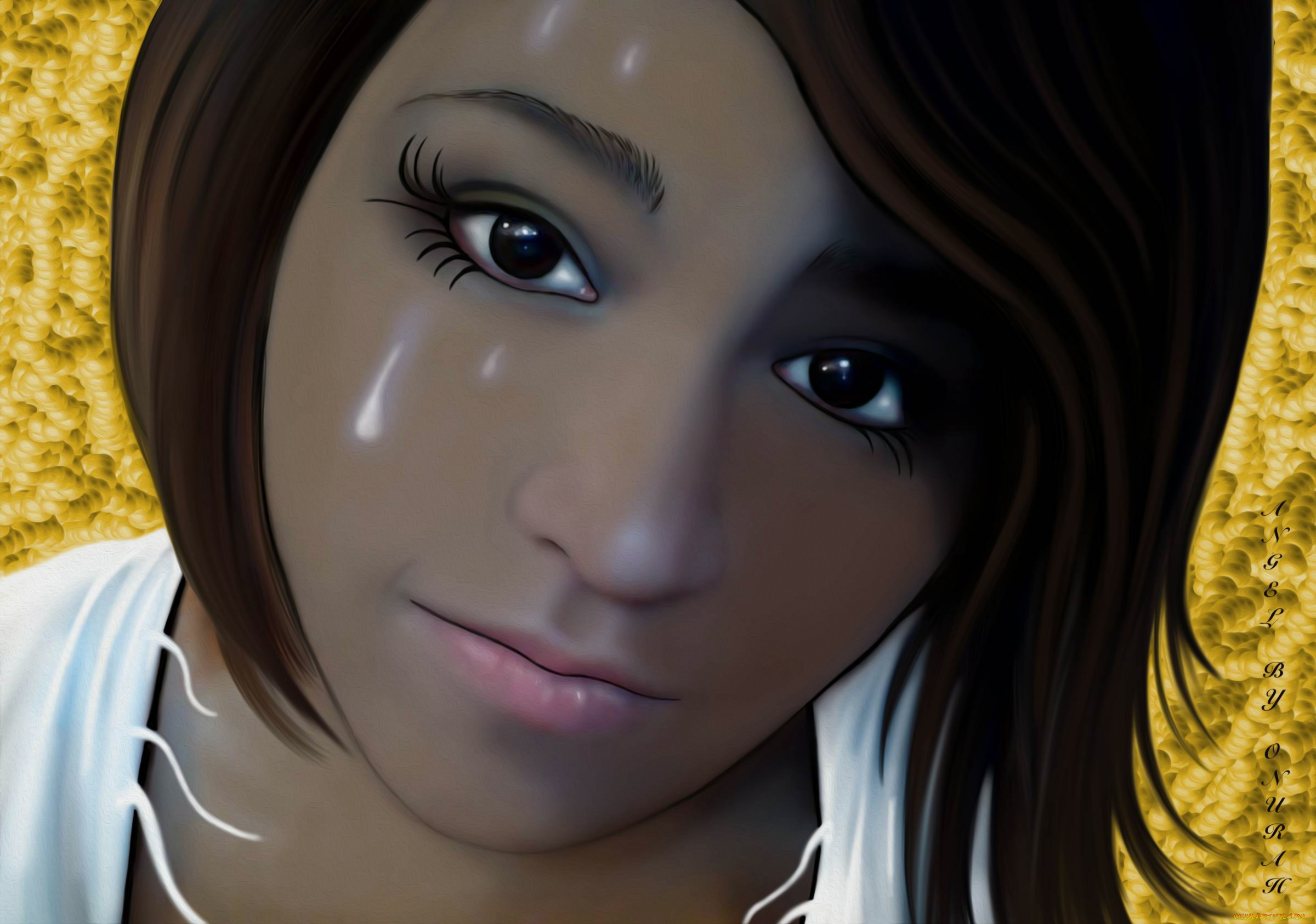 рисованное, люди, фон, девушка, взгляд