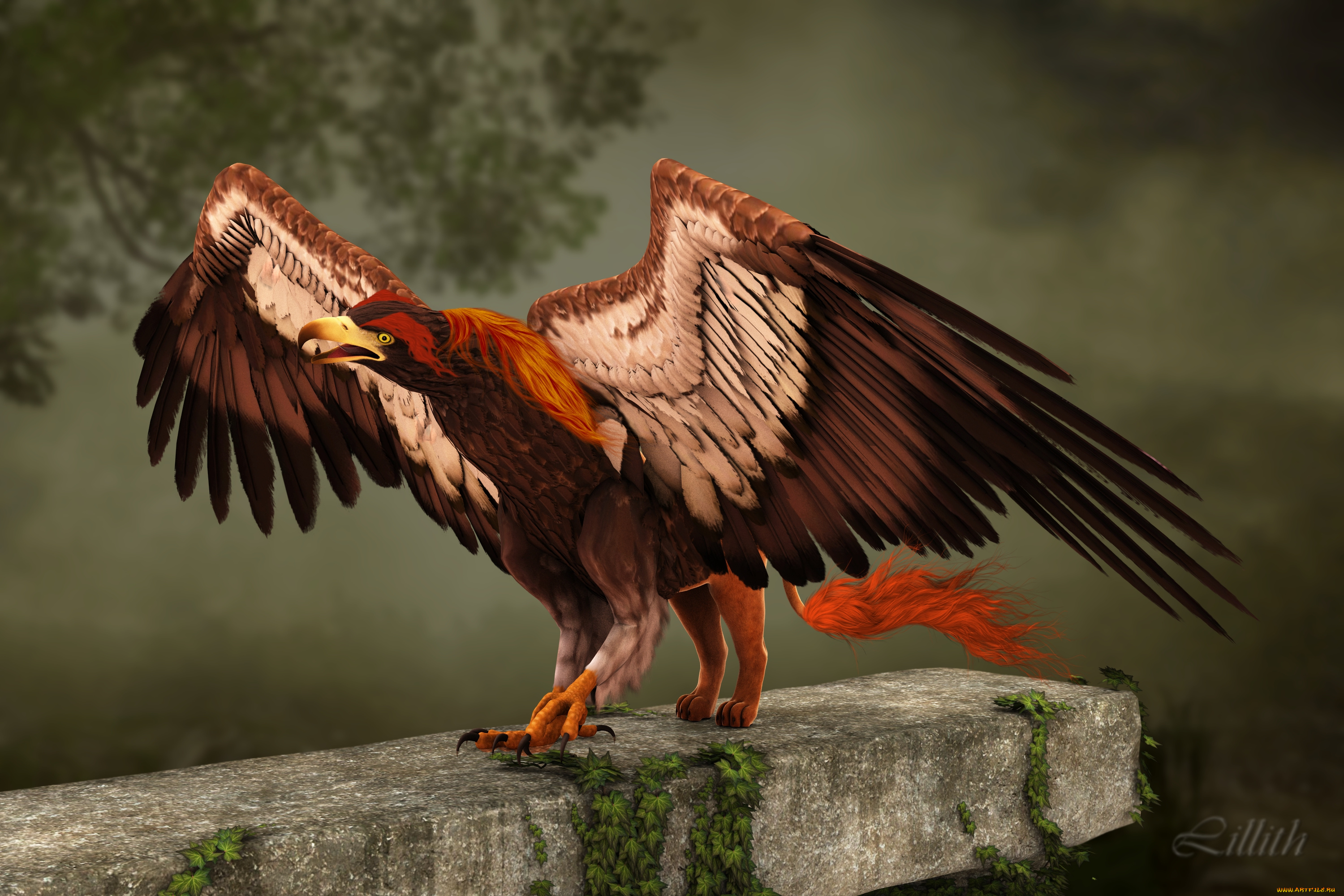 рисованное, животные, , сказочные, , мифические, когти, орел