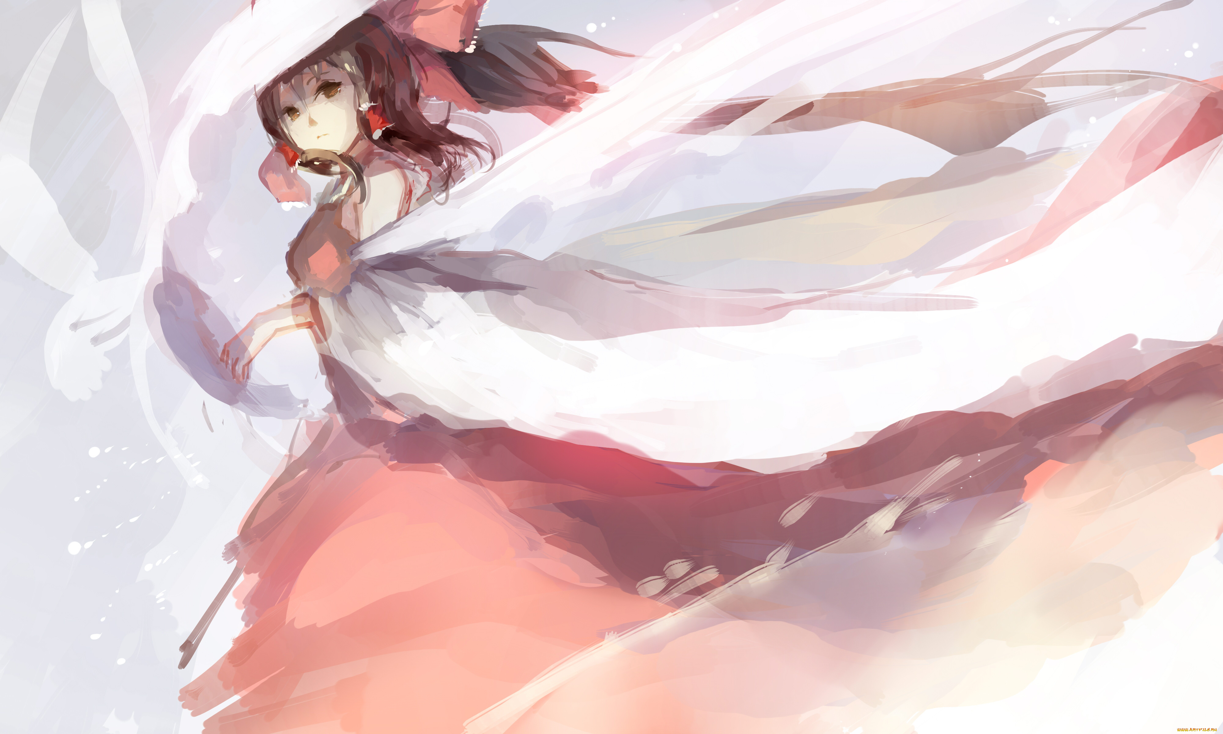 аниме, touhou, hakurei, reimu, sishenfan, арт, девушка