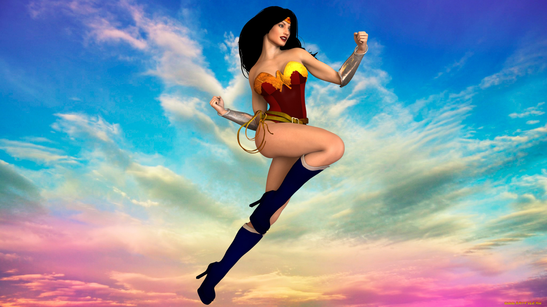 3д, графика, фантазия, , fantasy, супермен, фон, взгляд, девушка