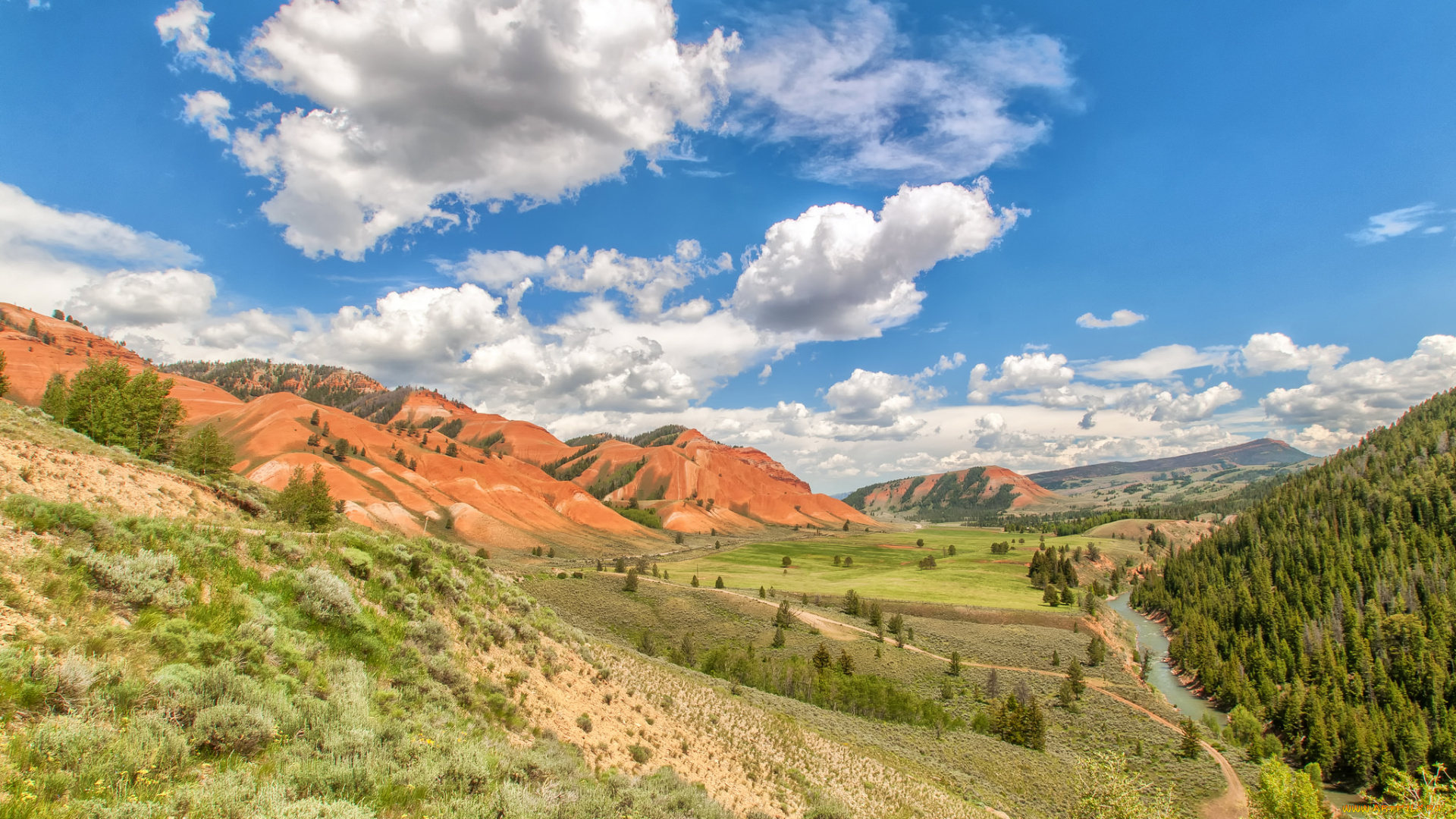 природа, пейзажи, река, горы, лес