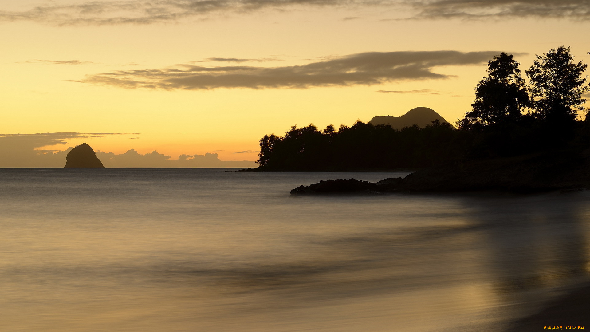 природа, реки, озера, пейзаж, море, закат, ste-люс, марин, мартинике