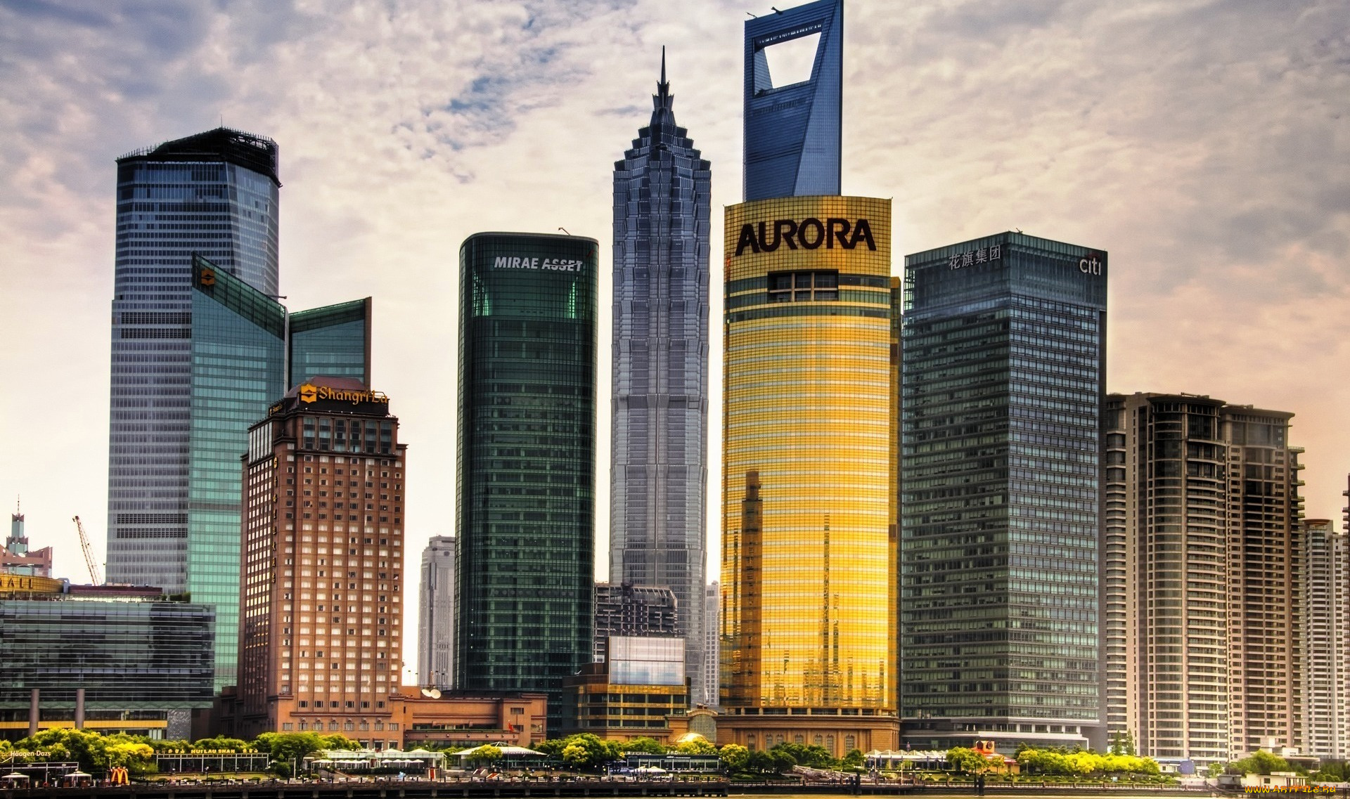 города, шанхай, , китай, тучи, город, улица, небоскребы, дома, здания