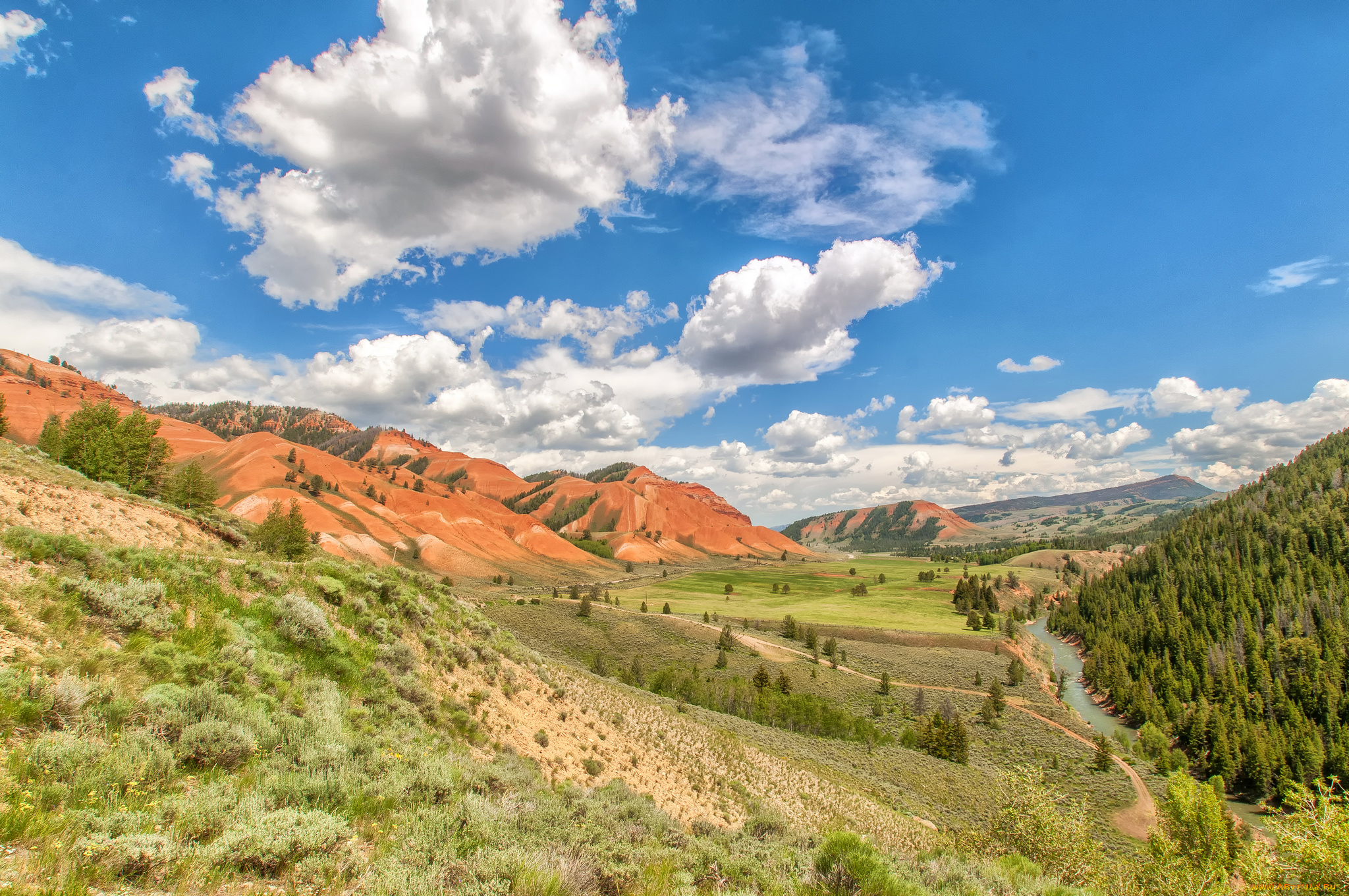 природа, пейзажи, река, горы, лес