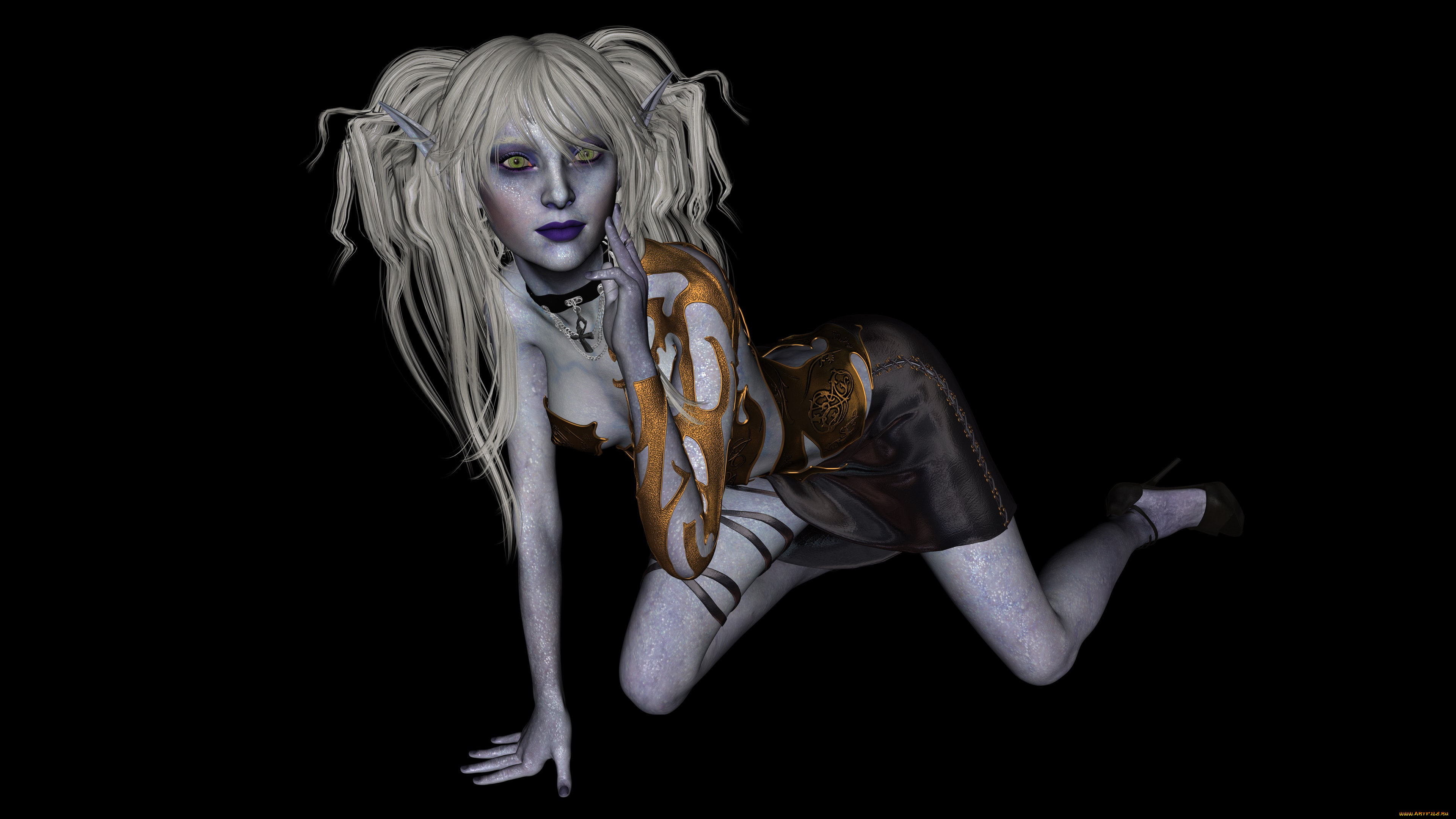 3д, графика, эльфы, , elves, эльфийка, взгляд, фон