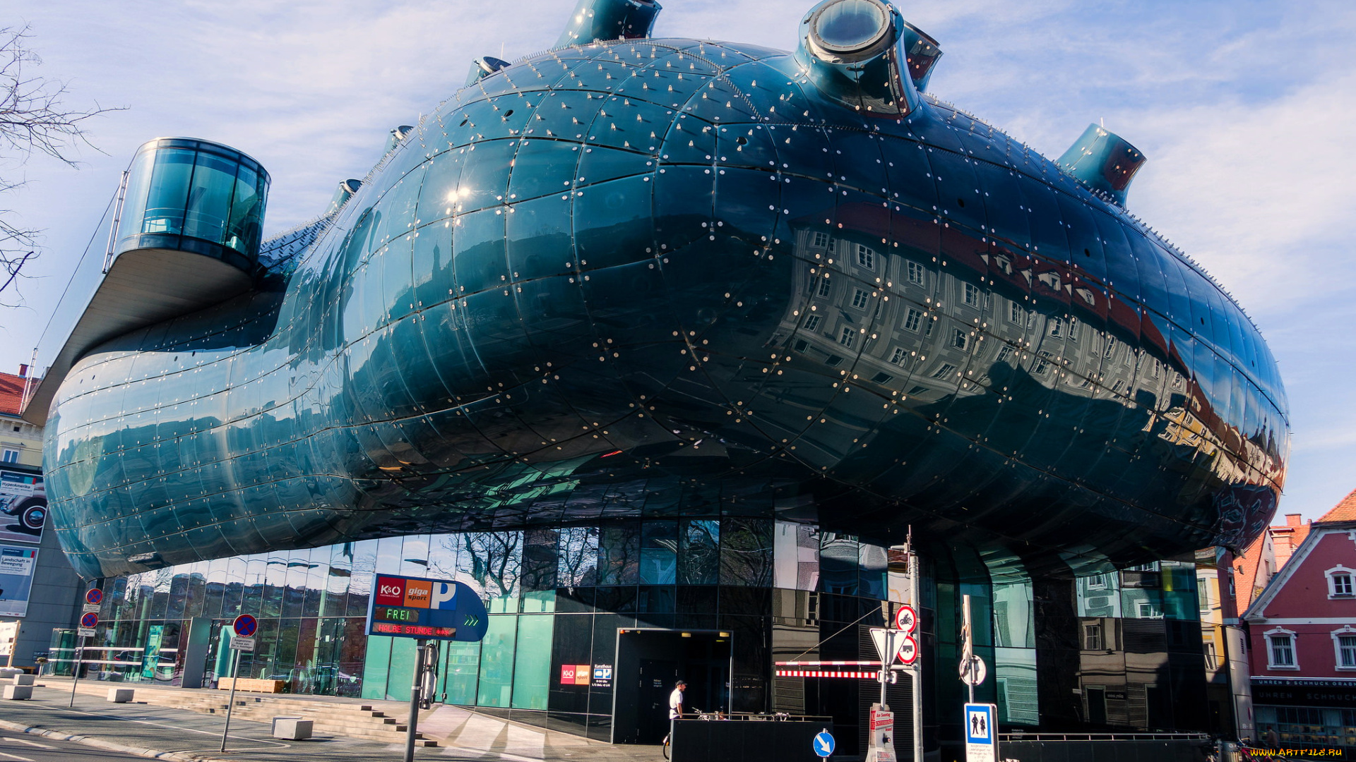 города, -, здания, , дома, кунстхаус, музей, современного, искусства, граца, австрия