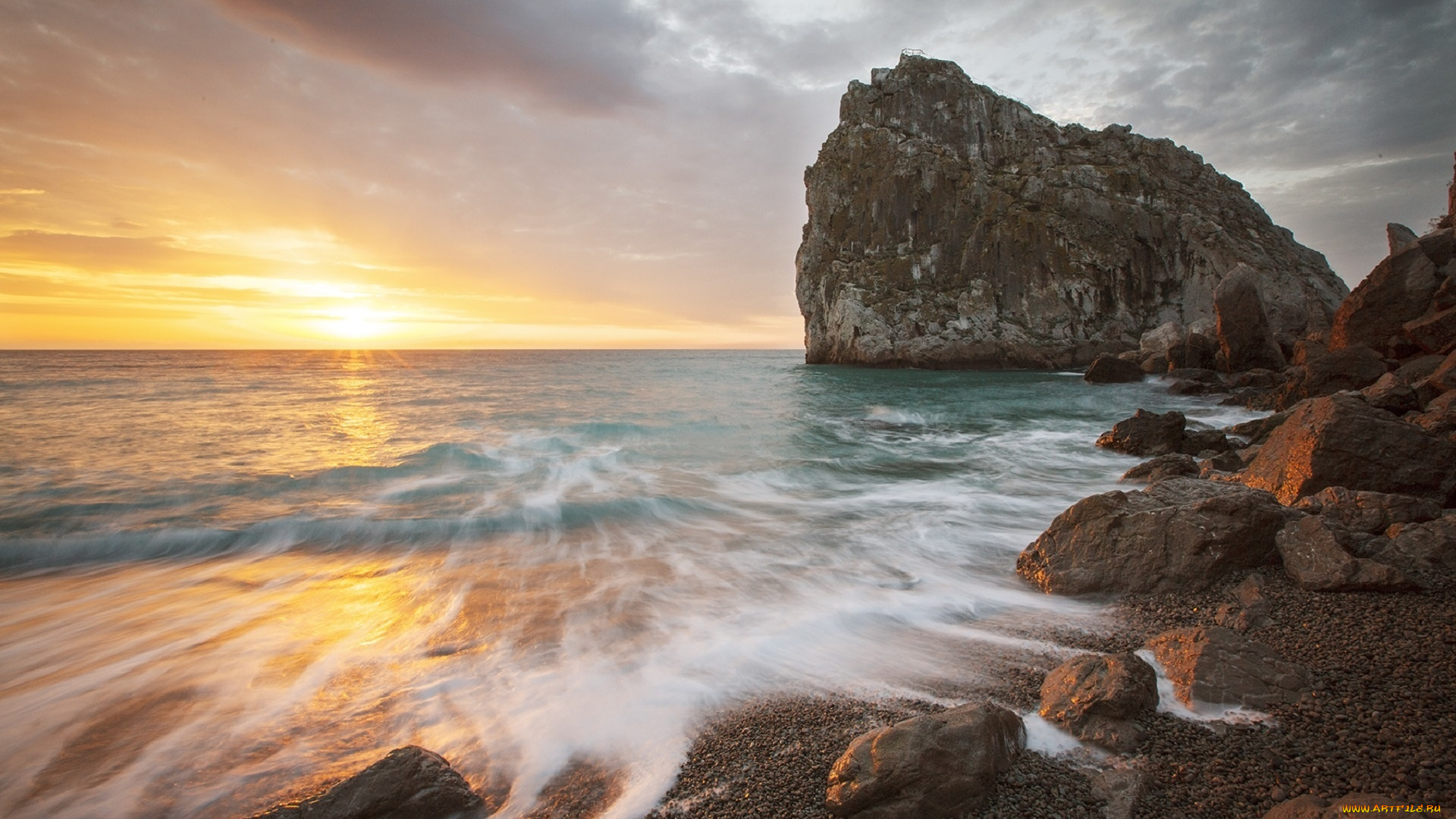 природа, побережье, море, берег, небо, скалы, крым, солнце, утро, восход, сергей, шульга