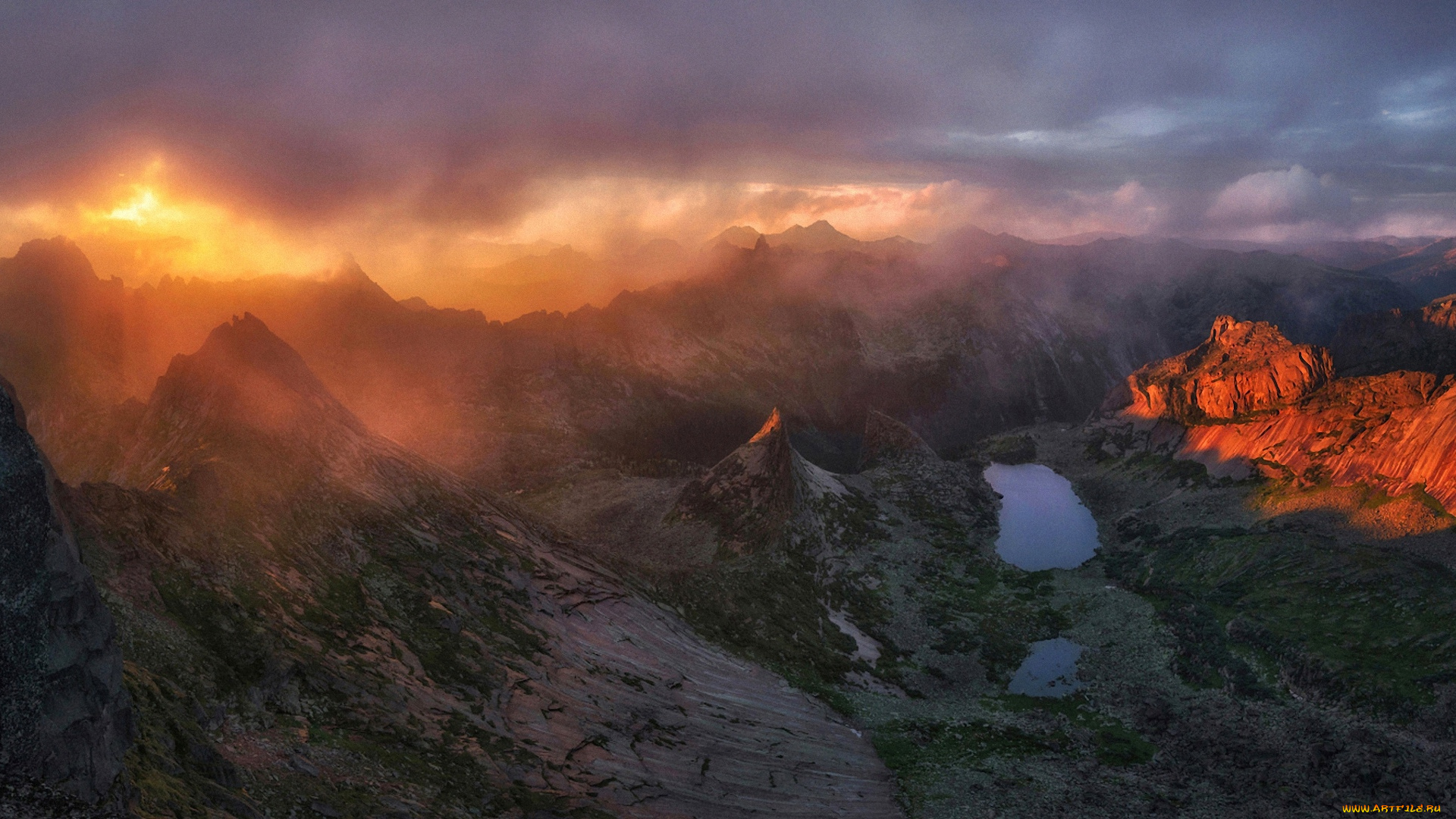 природа, восходы, закаты, облака, горы