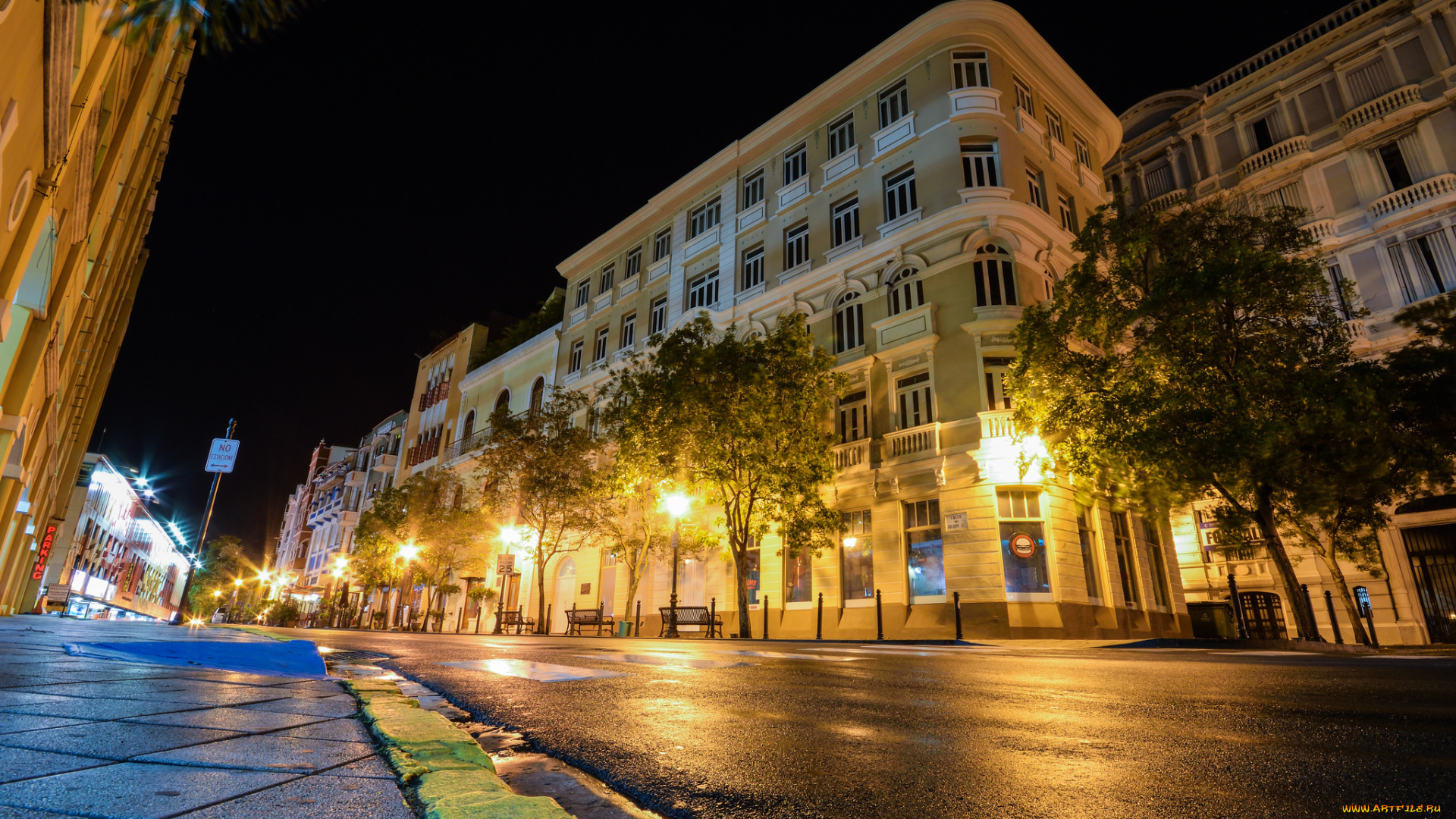 san, juan, , puerto, rico, города, -, огни, ночного, города, ночь, фонари