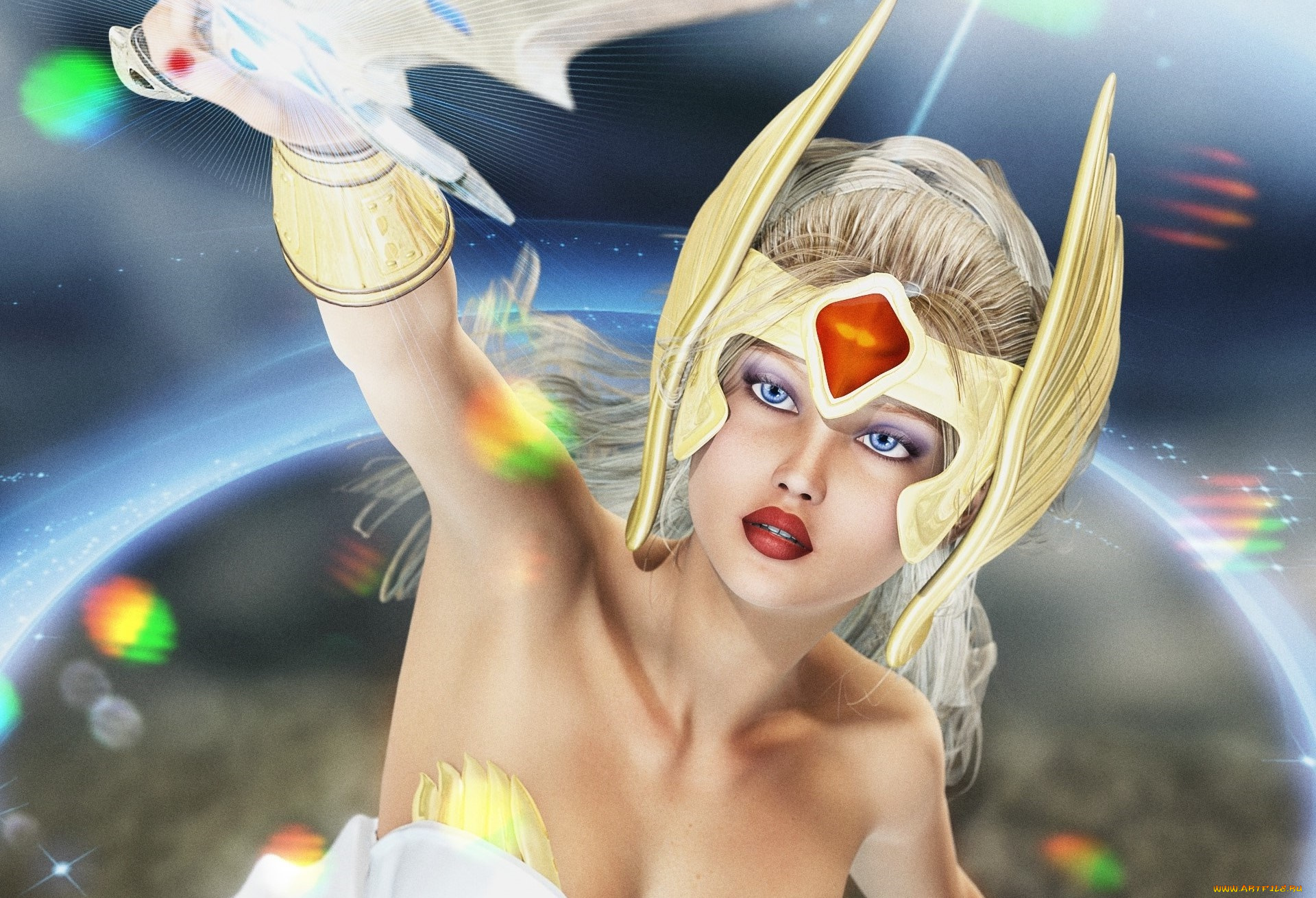 3д, графика, фантазия, , fantasy, девушка, взгляд, фон