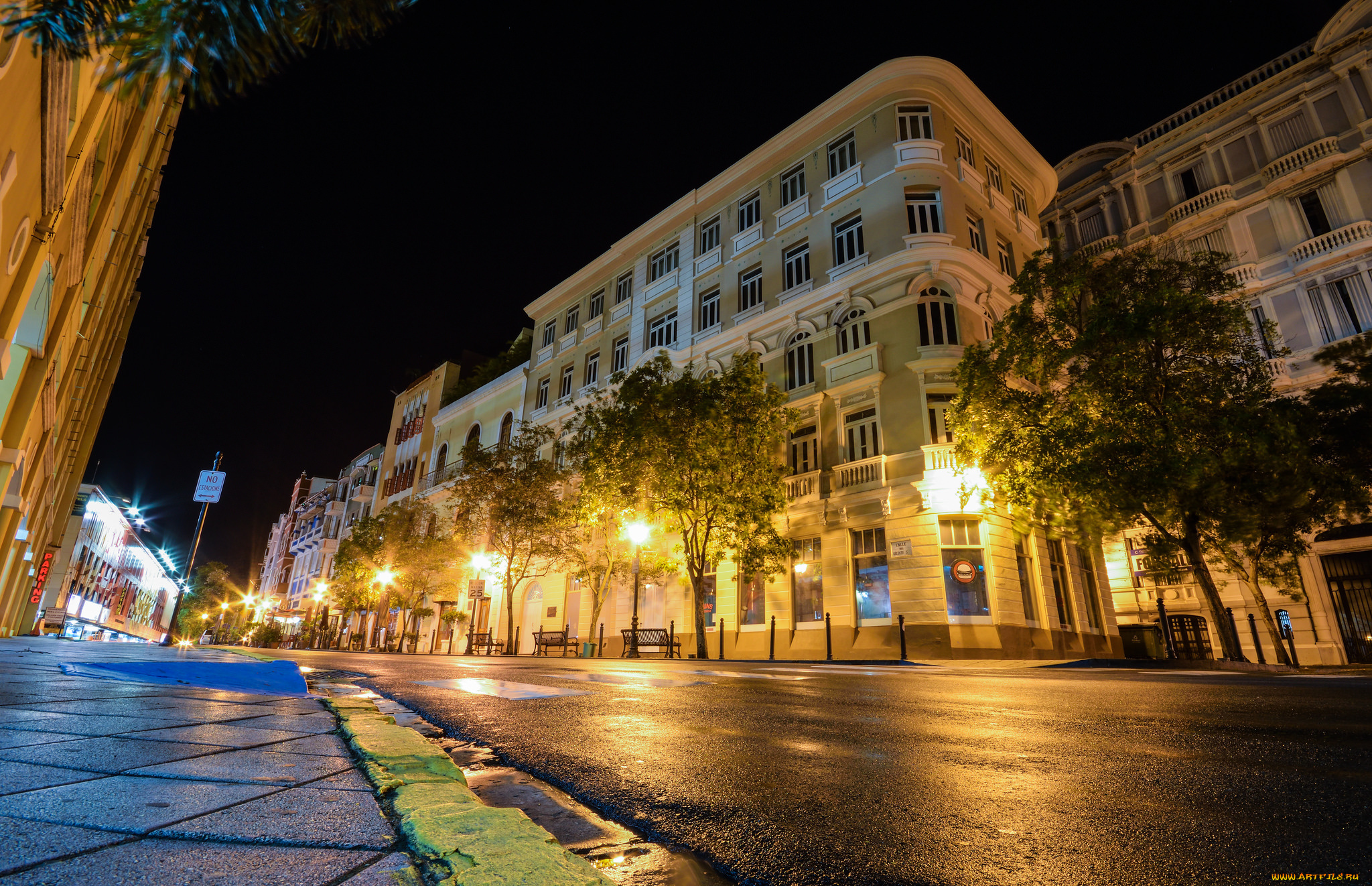 san, juan, , puerto, rico, города, -, огни, ночного, города, ночь, фонари