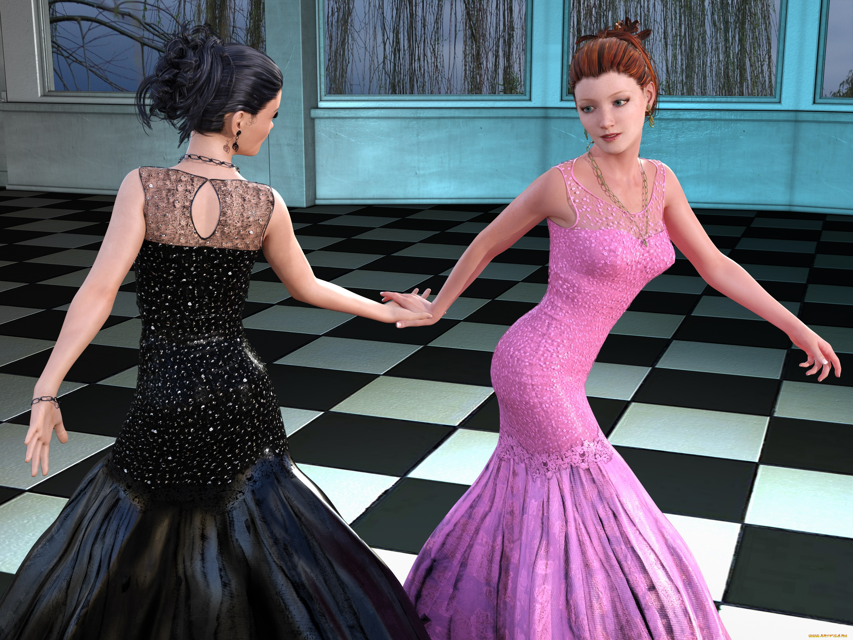 3д, графика, люди, , people, девушки, взгляд, фон