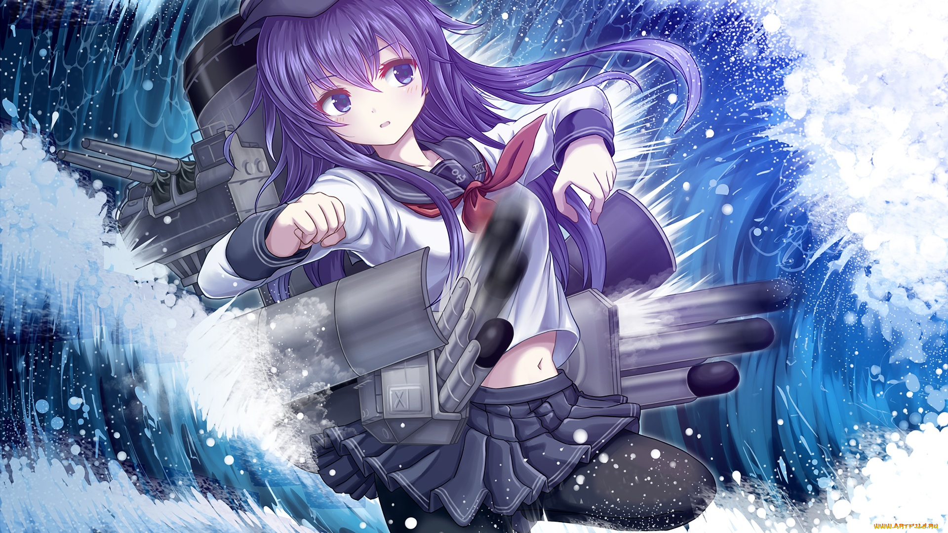 аниме, kantai, collection, фон, взгляд, девушка