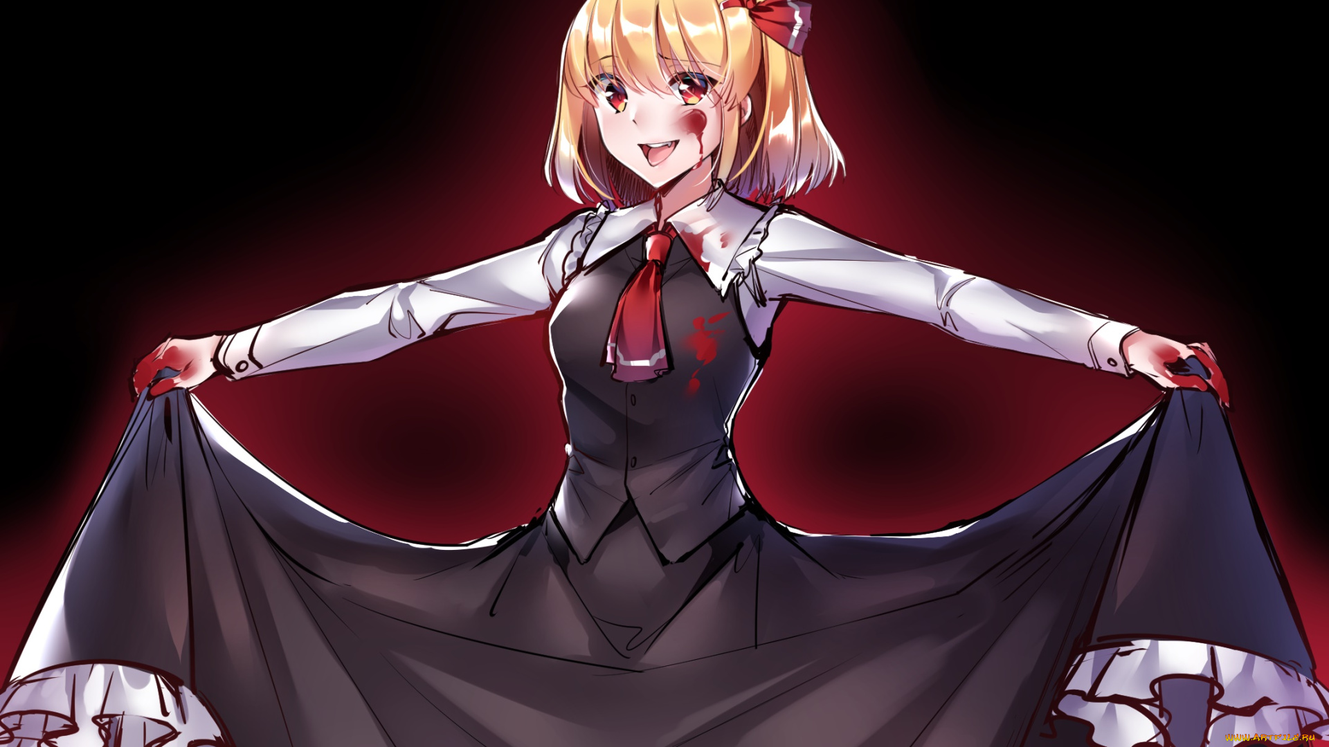 аниме, touhou, фон, взгляд, девушка