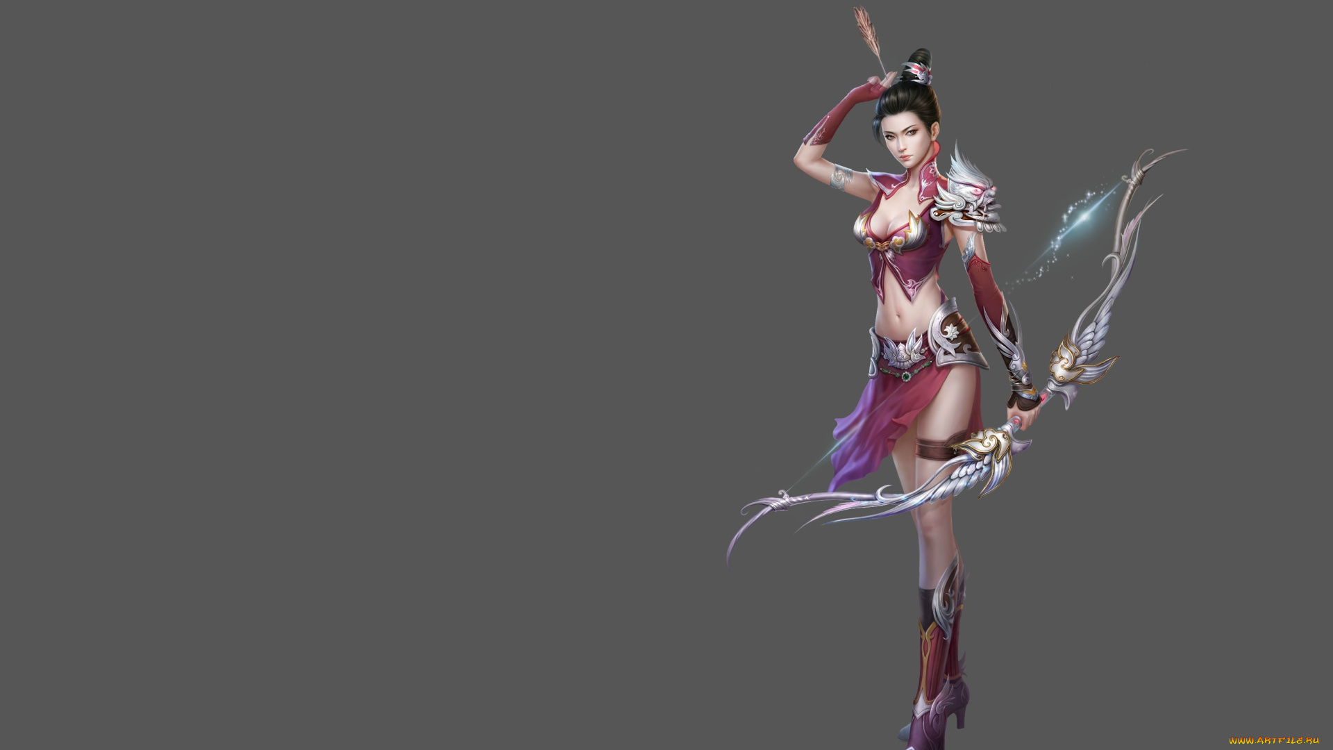 фэнтези, девушки, арт, лук, стрела, девушка, минимализм, лучница, дизайн, костюма, игра