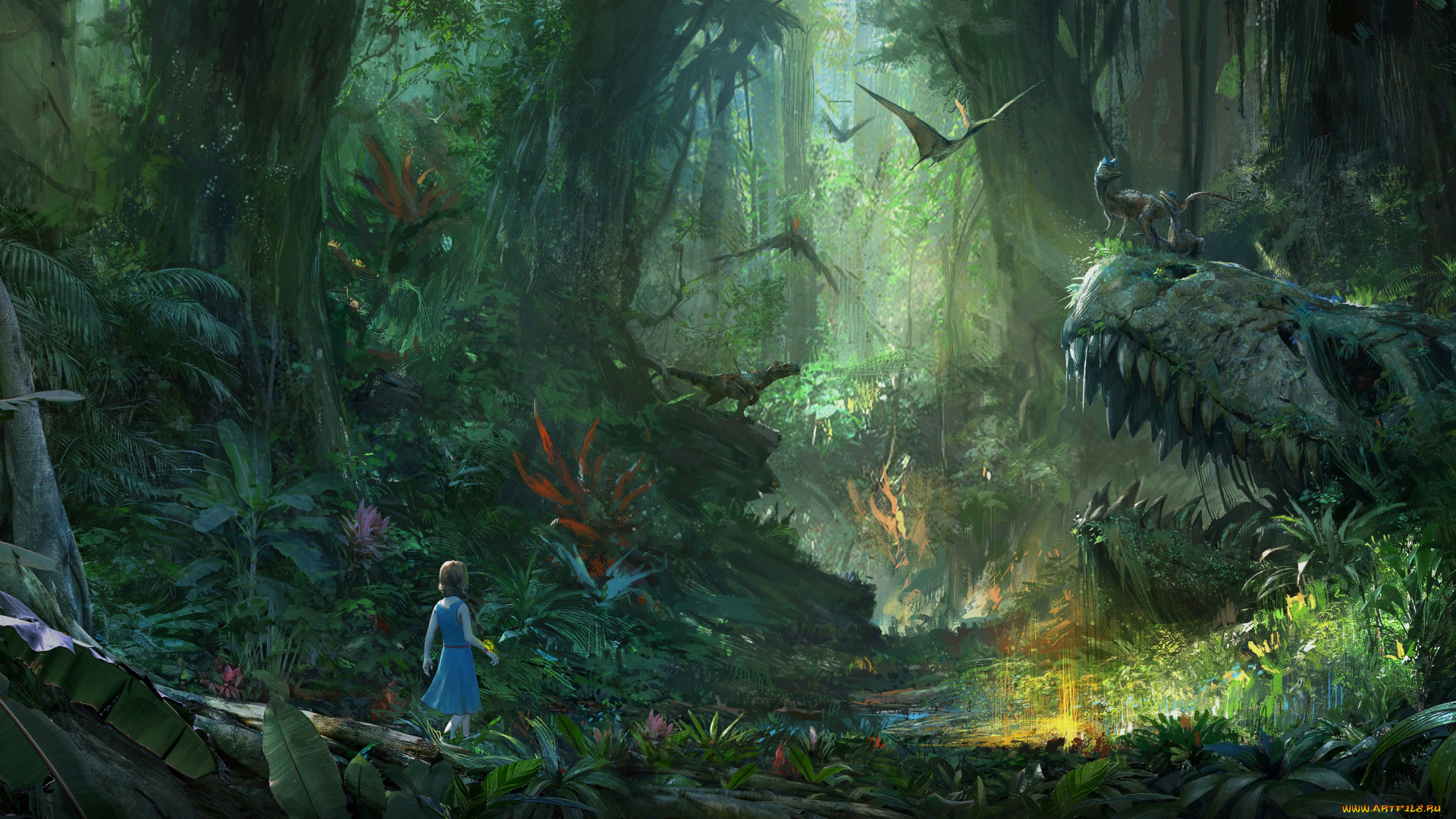 фэнтези, пейзажи, light, jungle, nature, fantasy, art