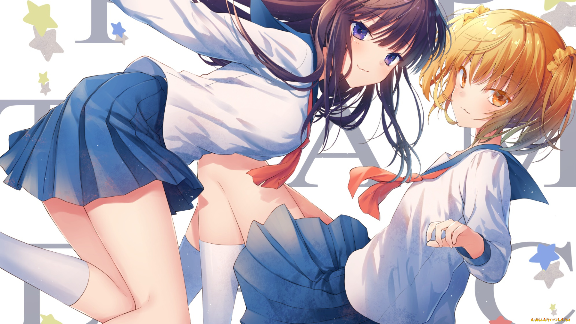 pop, team, epic, аниме, фон, взгляд, девушки