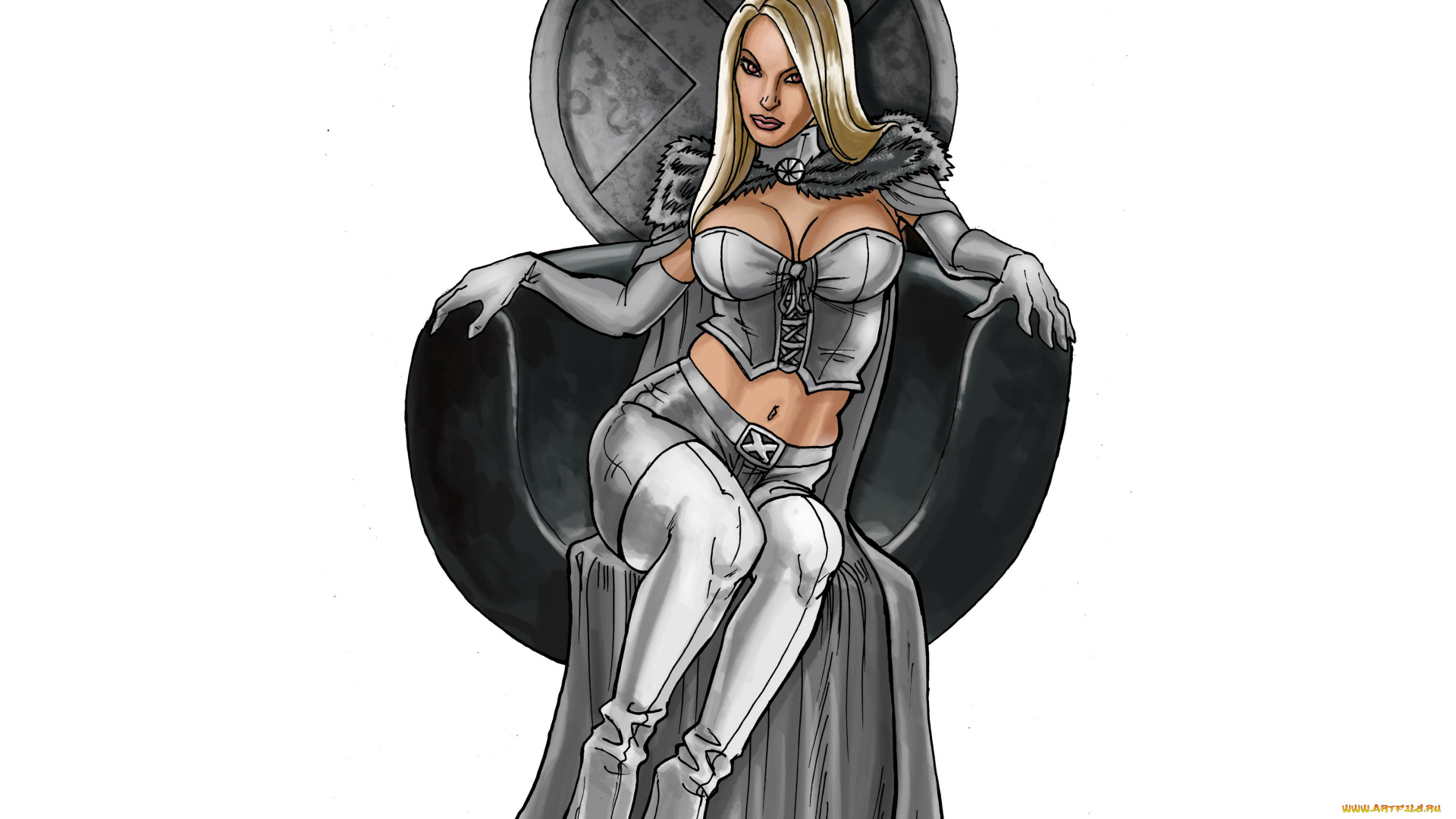 рисованное, комиксы, девушка, фон, взгляд, кресло