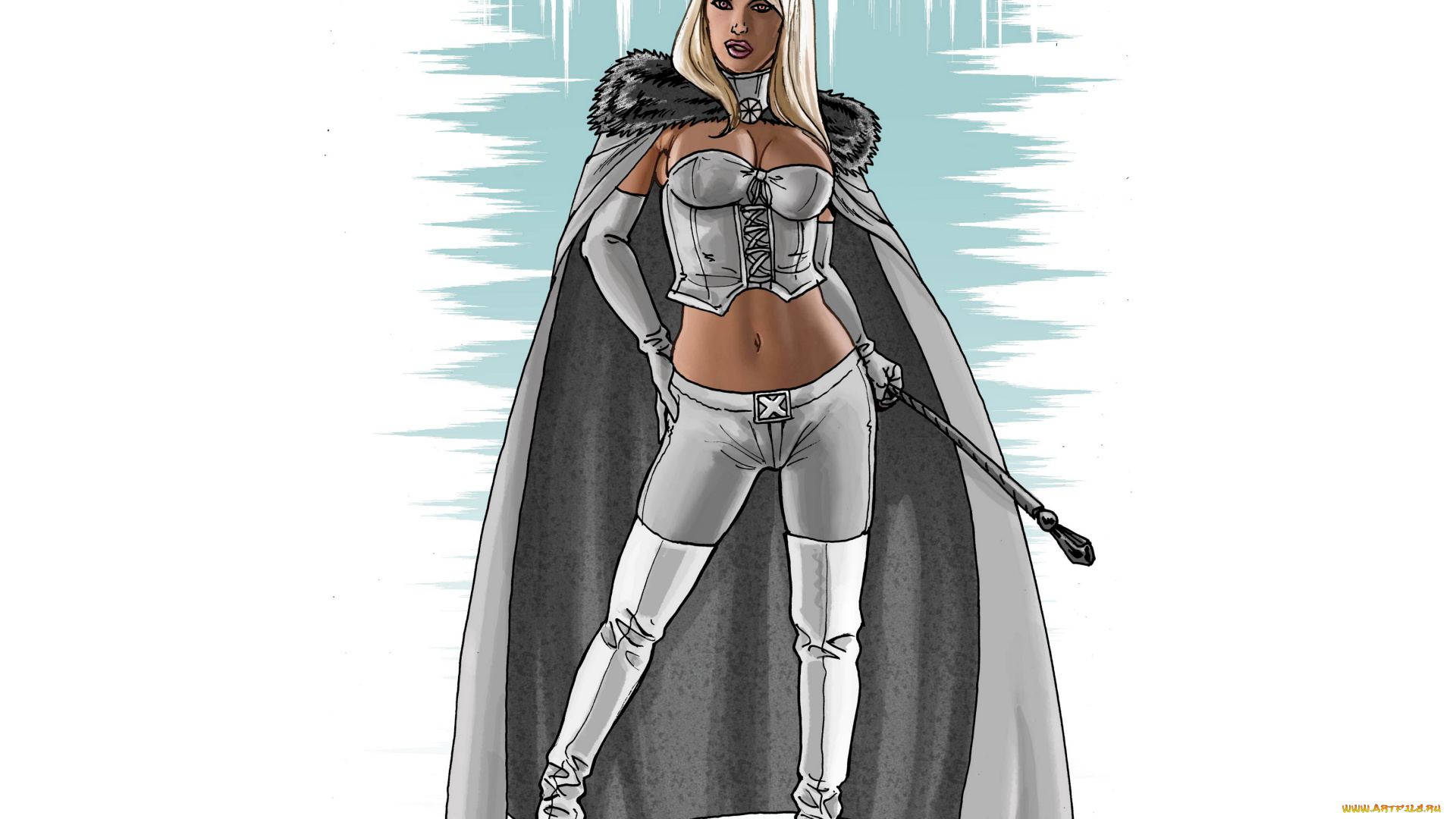 рисованное, комиксы, девушка, фон, взгляд