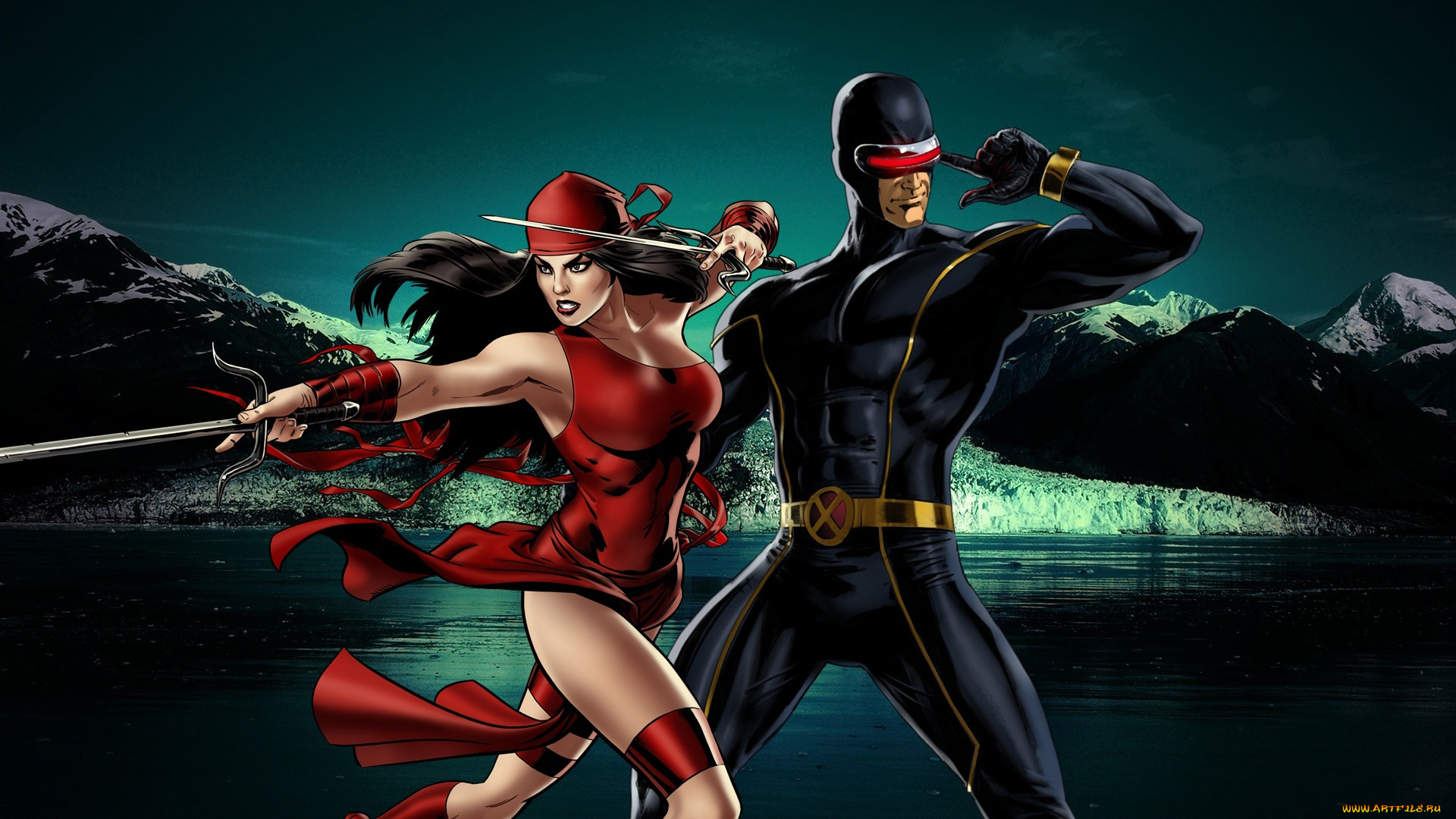 рисованное, комиксы, девушка, мужчина, униформа, оружие