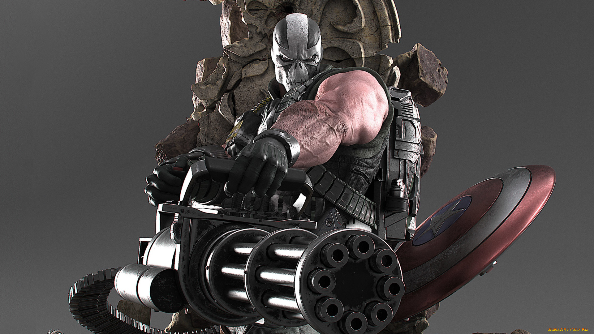 рисованное, комиксы, злодей, капитал, америка, щит, череп, captain, america, marvel, маска