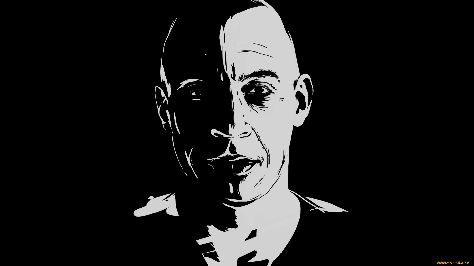 рисованное, люди, фон, мужчина, взгляд