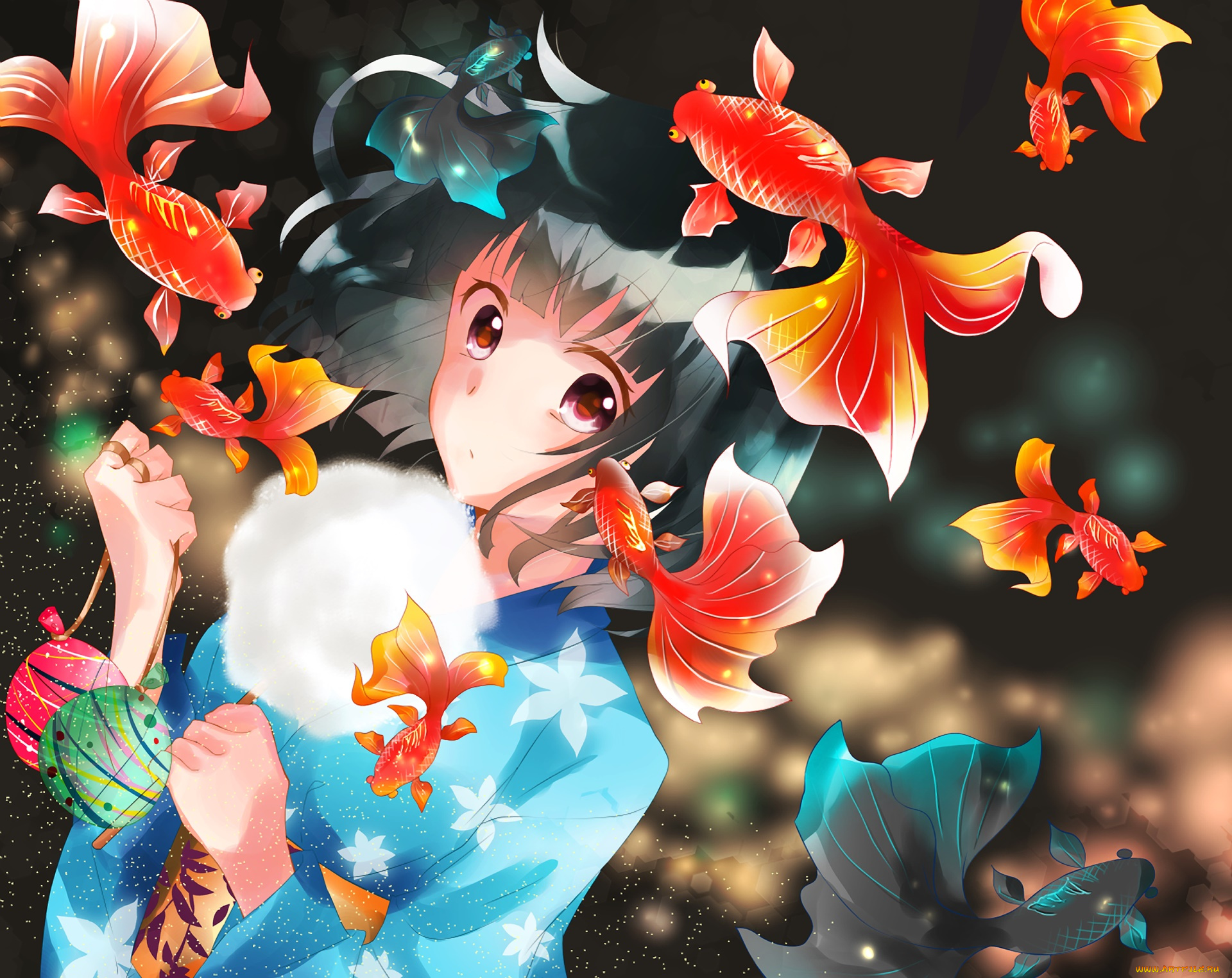 аниме, животные, , существа, фон, взгляд, девушка