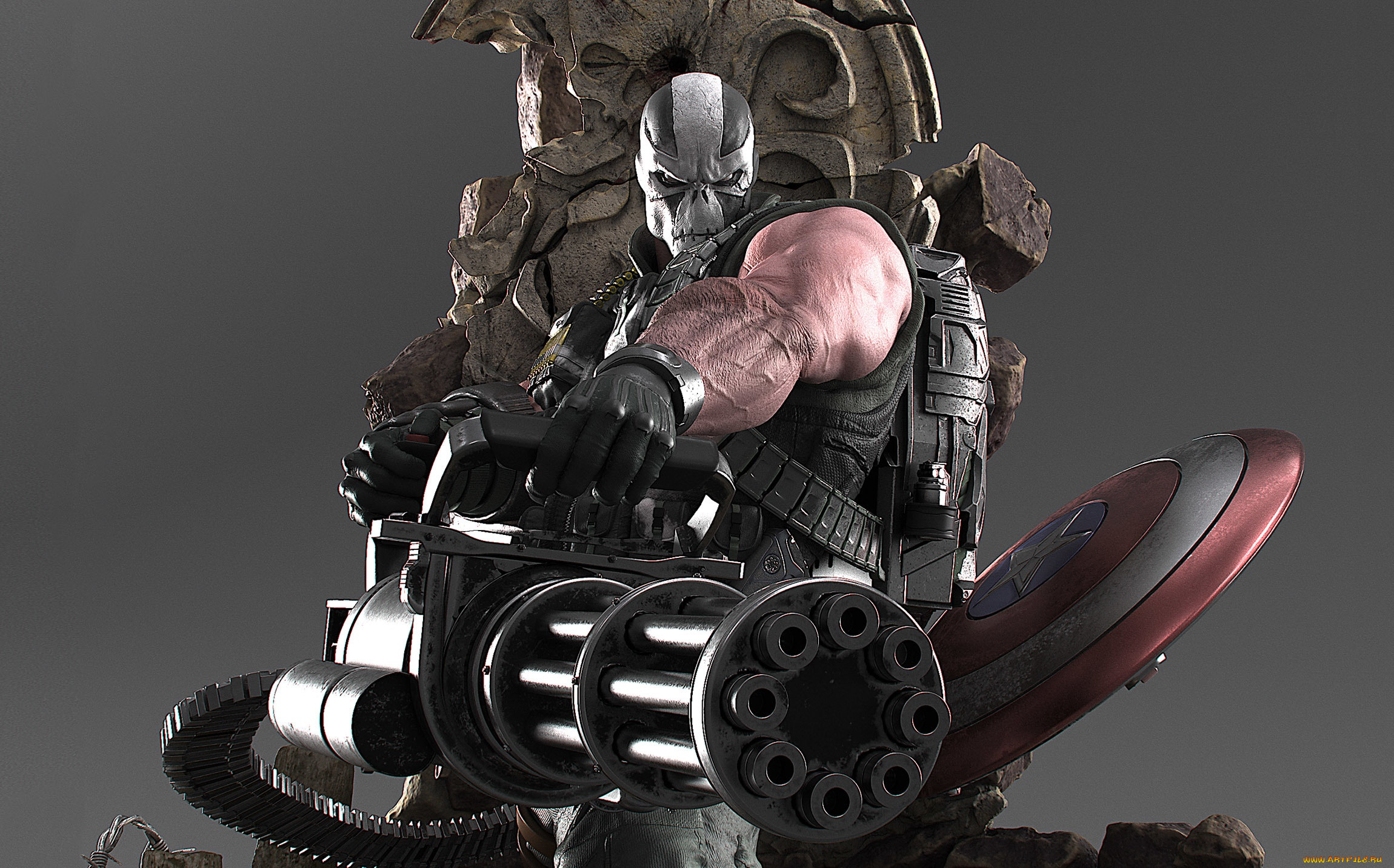 рисованное, комиксы, злодей, капитал, америка, щит, череп, captain, america, marvel, маска