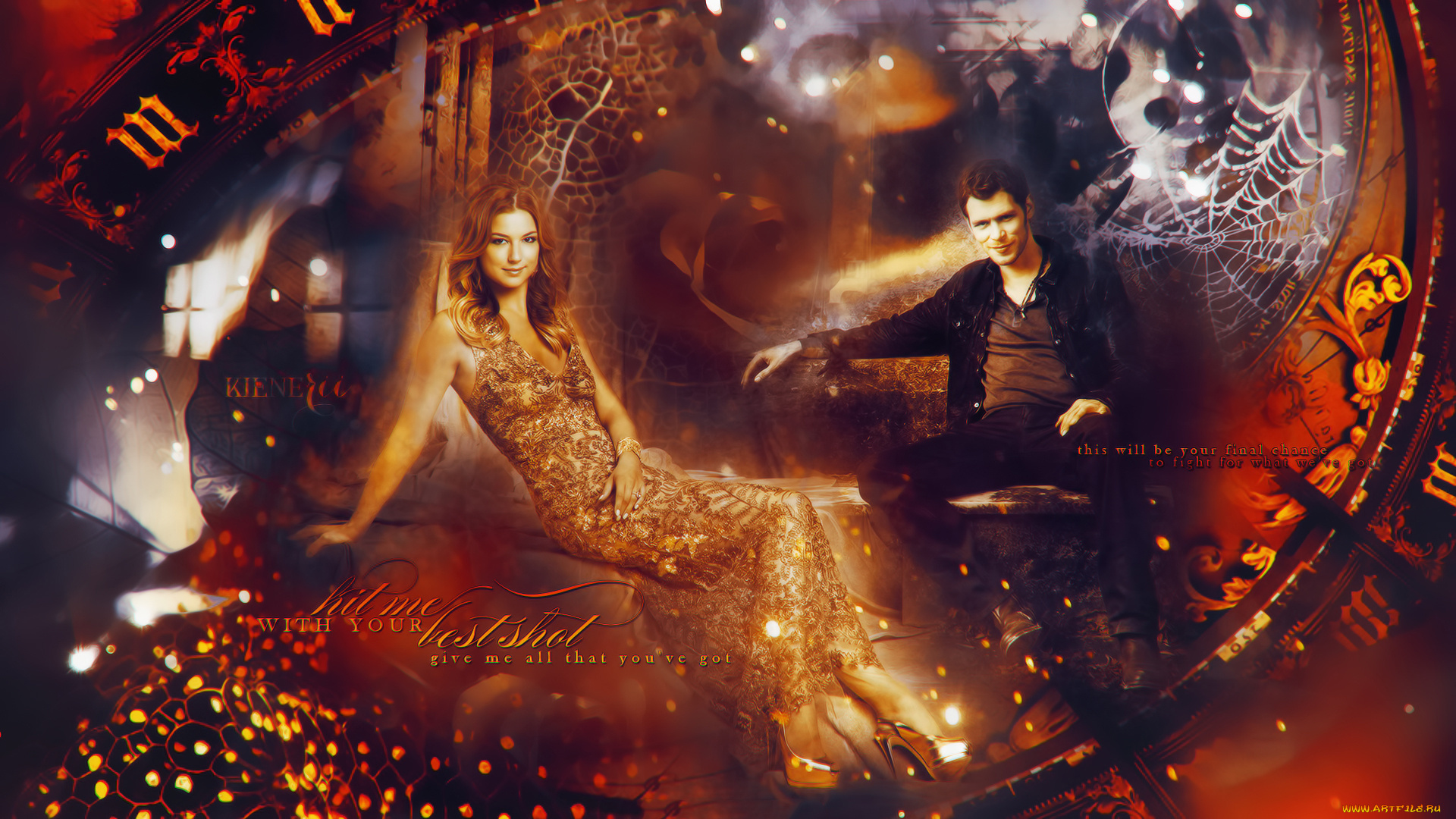 klaus, mikaelson, , emily, thorne, разное, знаменитости, девушка, мужчина, фон, взгляд