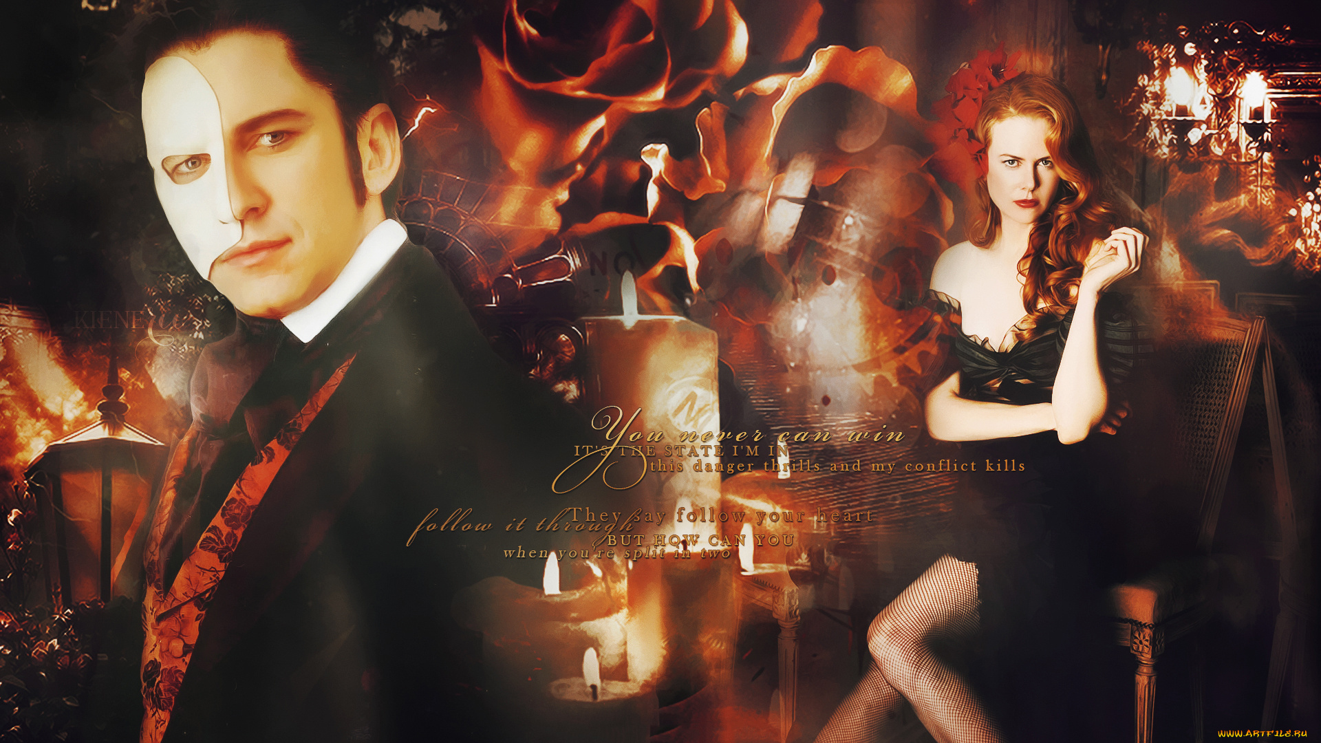 nicole, kidman, , gerard, butler, разное, знаменитости, девушка, мужчина, фон, взгляд, маска