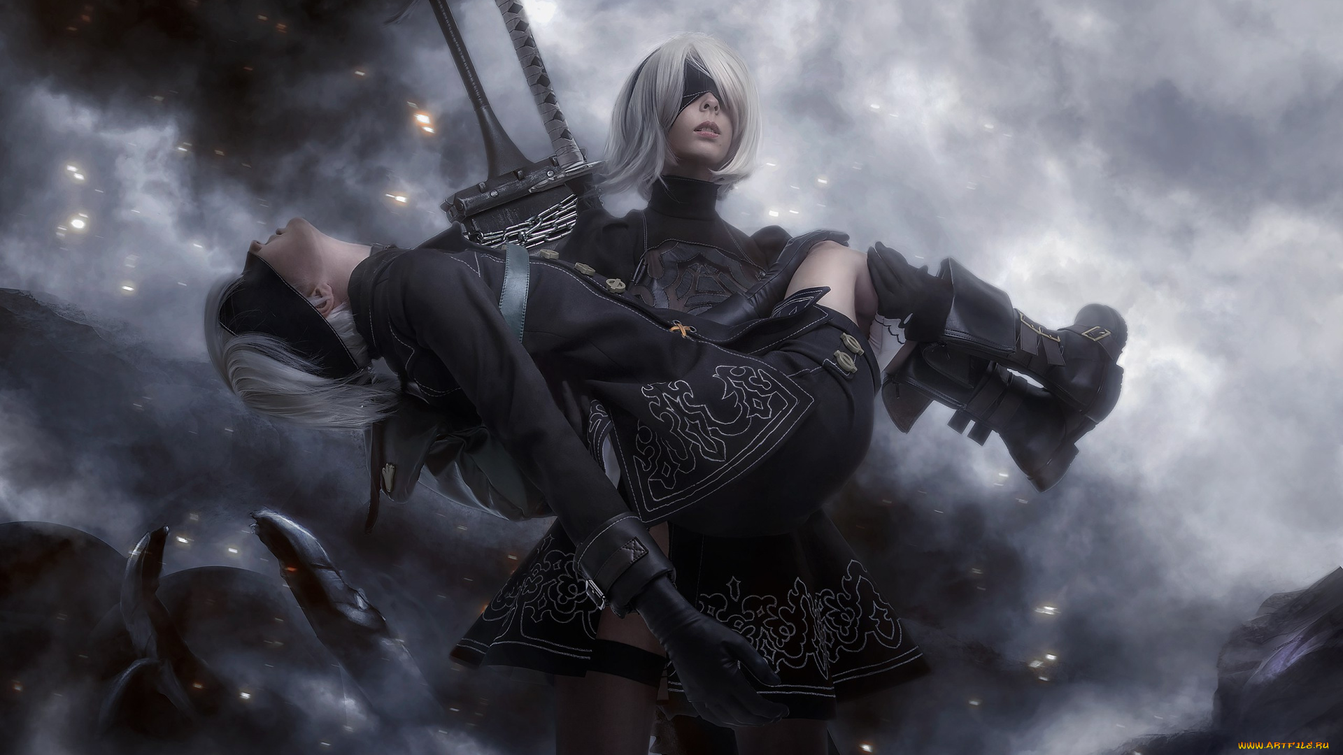 разное, cosplay, , косплей, девушки, фон, платье, меч, повязка