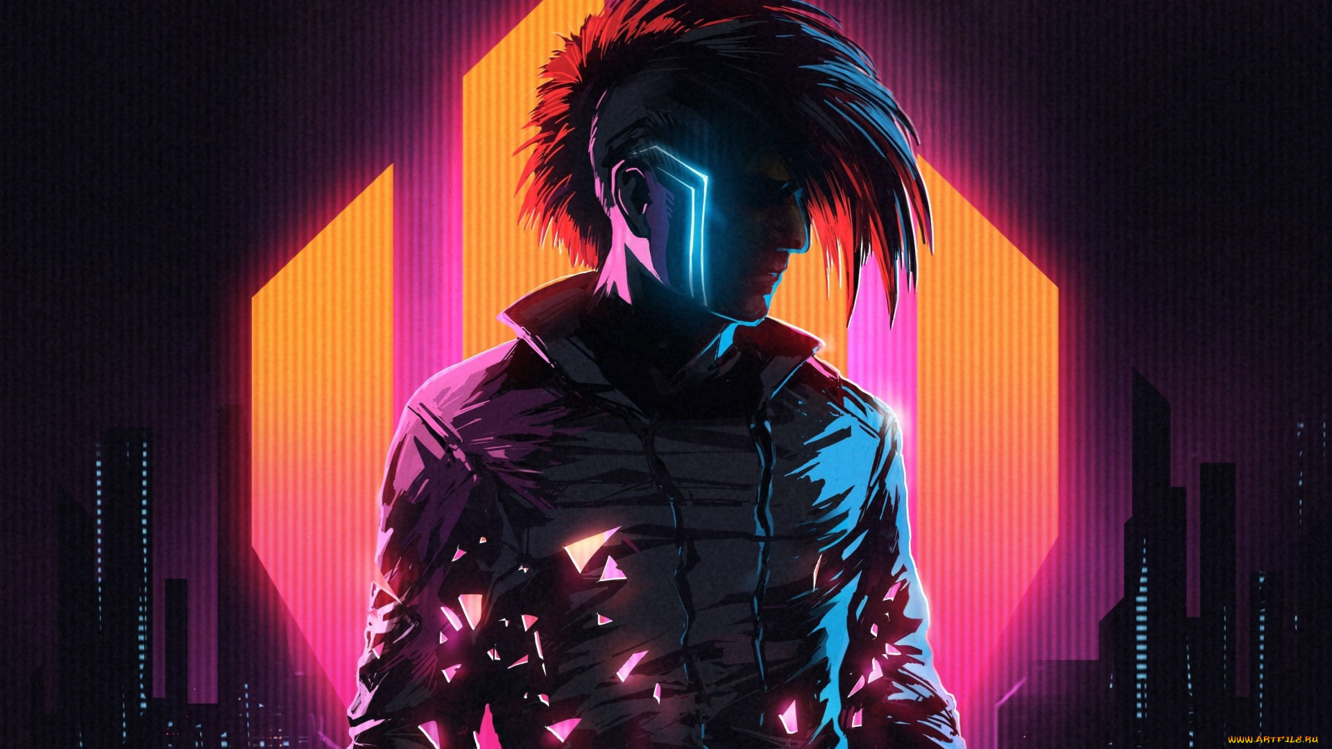 фэнтези, люди, парень, ирокез, город