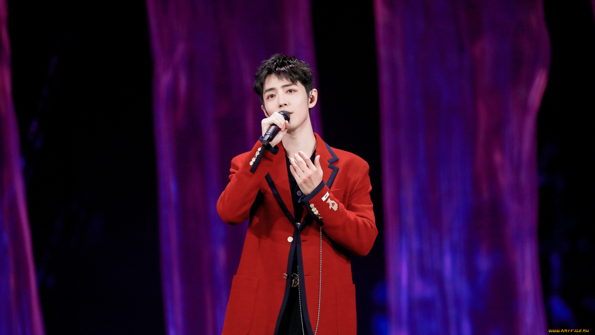 мужчины, xiao, zhan, актер, певец, микрофон, пиджак, цепочка