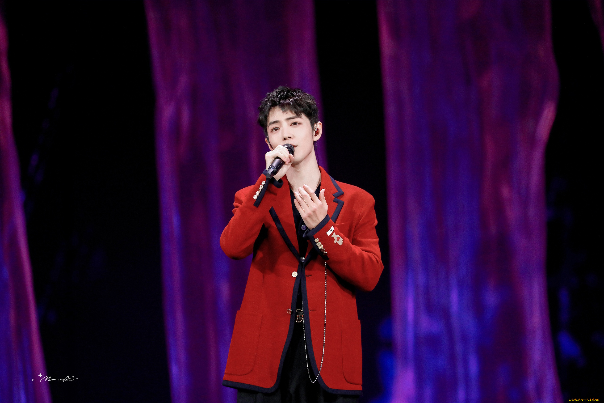 мужчины, xiao, zhan, актер, певец, микрофон, пиджак, цепочка